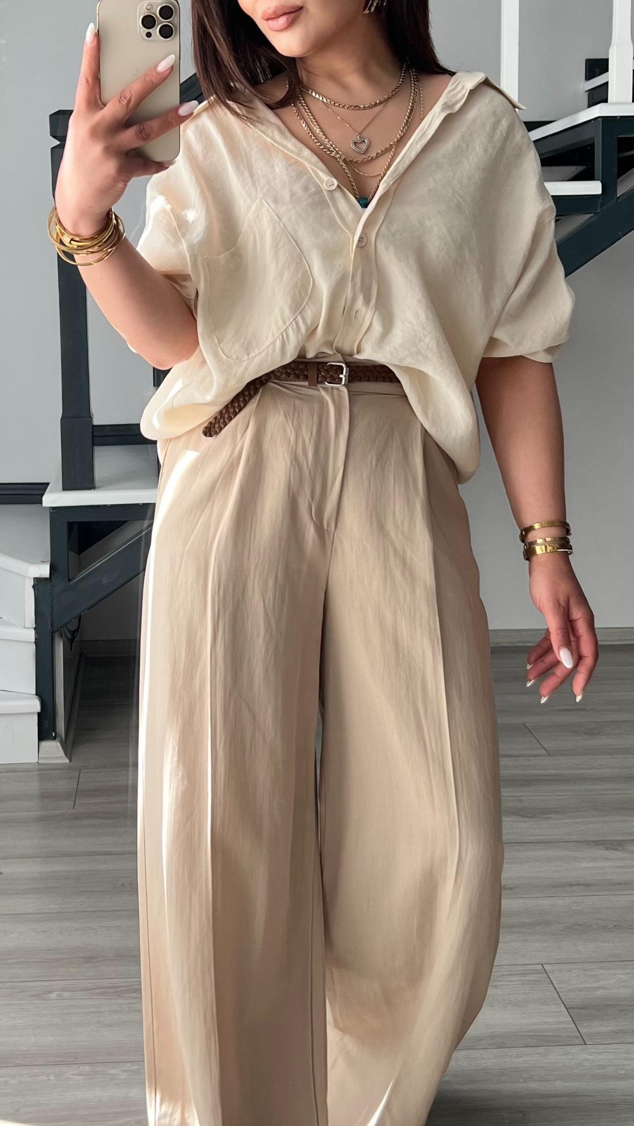 Taş Oversize Tensel Gömlek