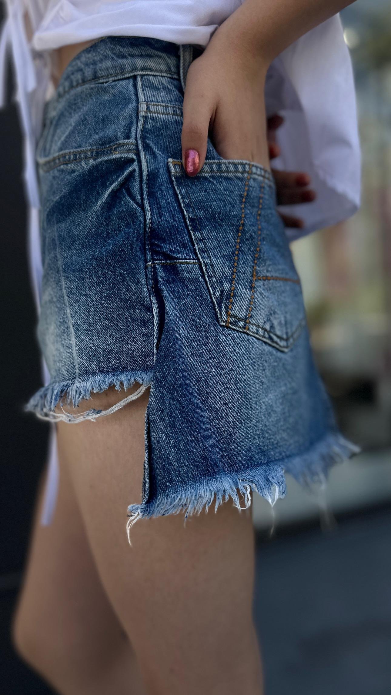 Tasarım Denim Şort Etek