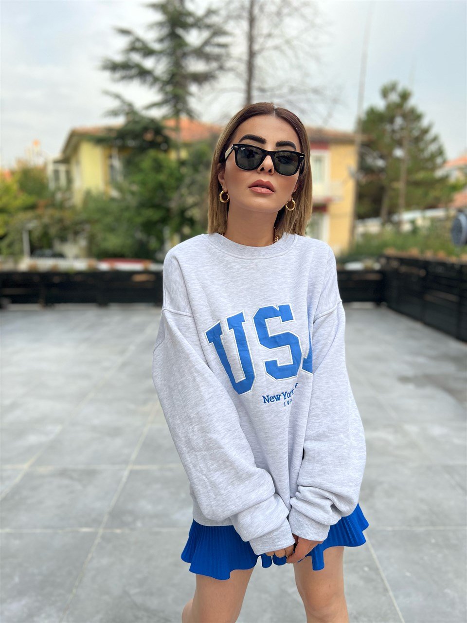 Usa Baskılı Sweat