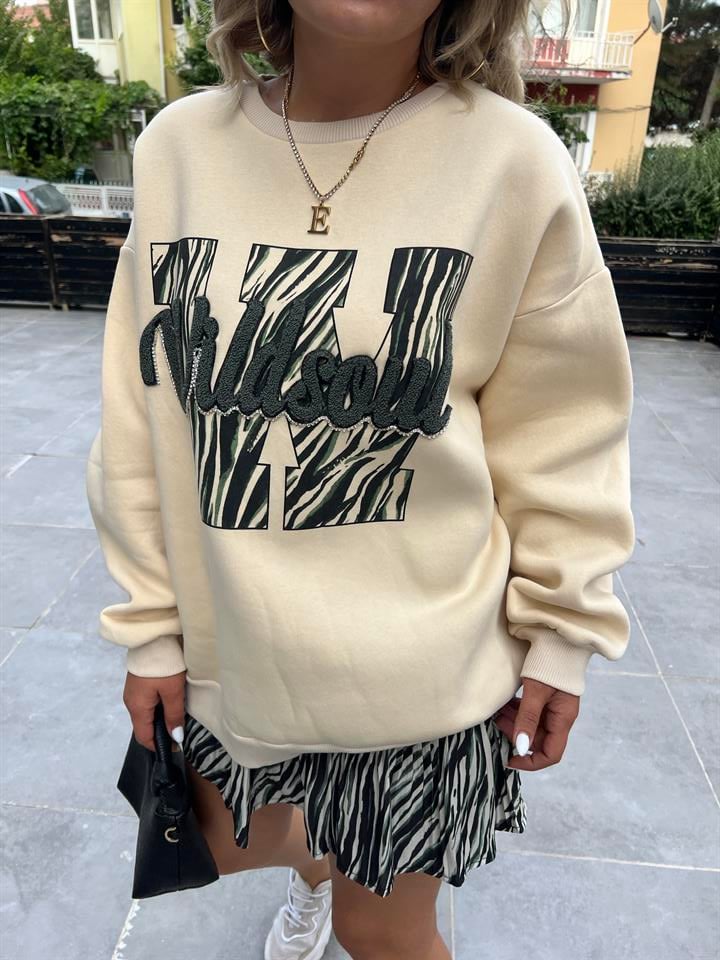Wildsow Nakışlı Taş İşlemeli Sweatshirt