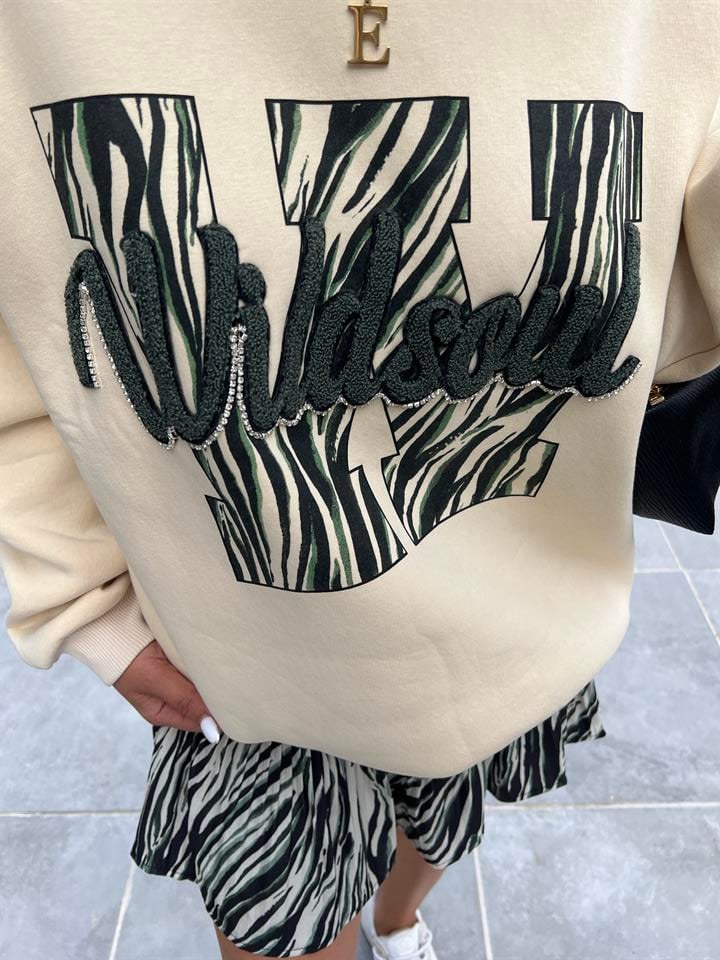 Wildsow Nakışlı Taş İşlemeli Sweatshirt