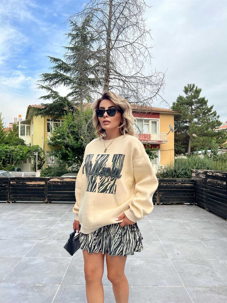 Zebra Desen Şort Astarlı Piliseli Etek 