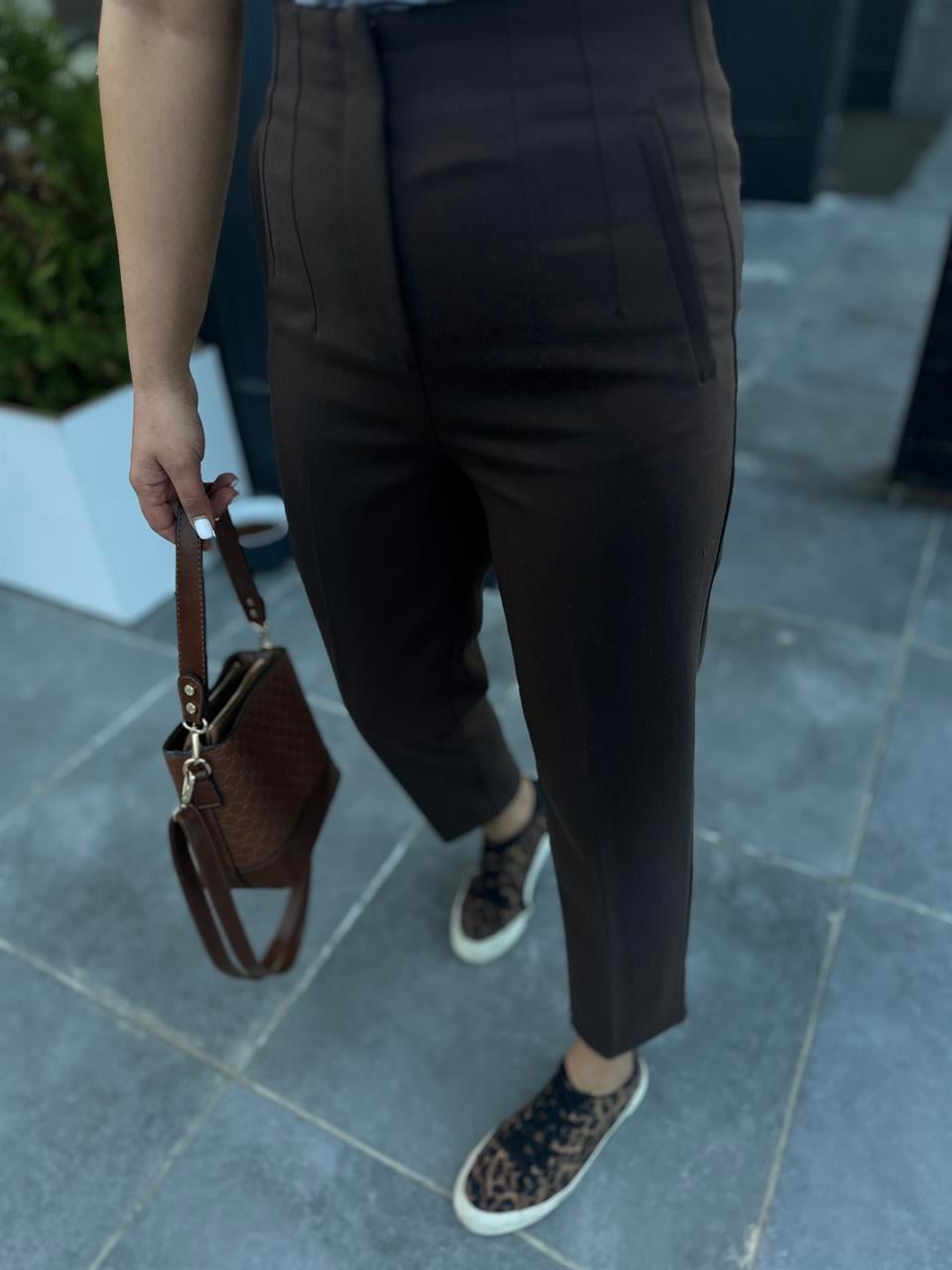 ZR Model Kahve Flatolu Pantolon 