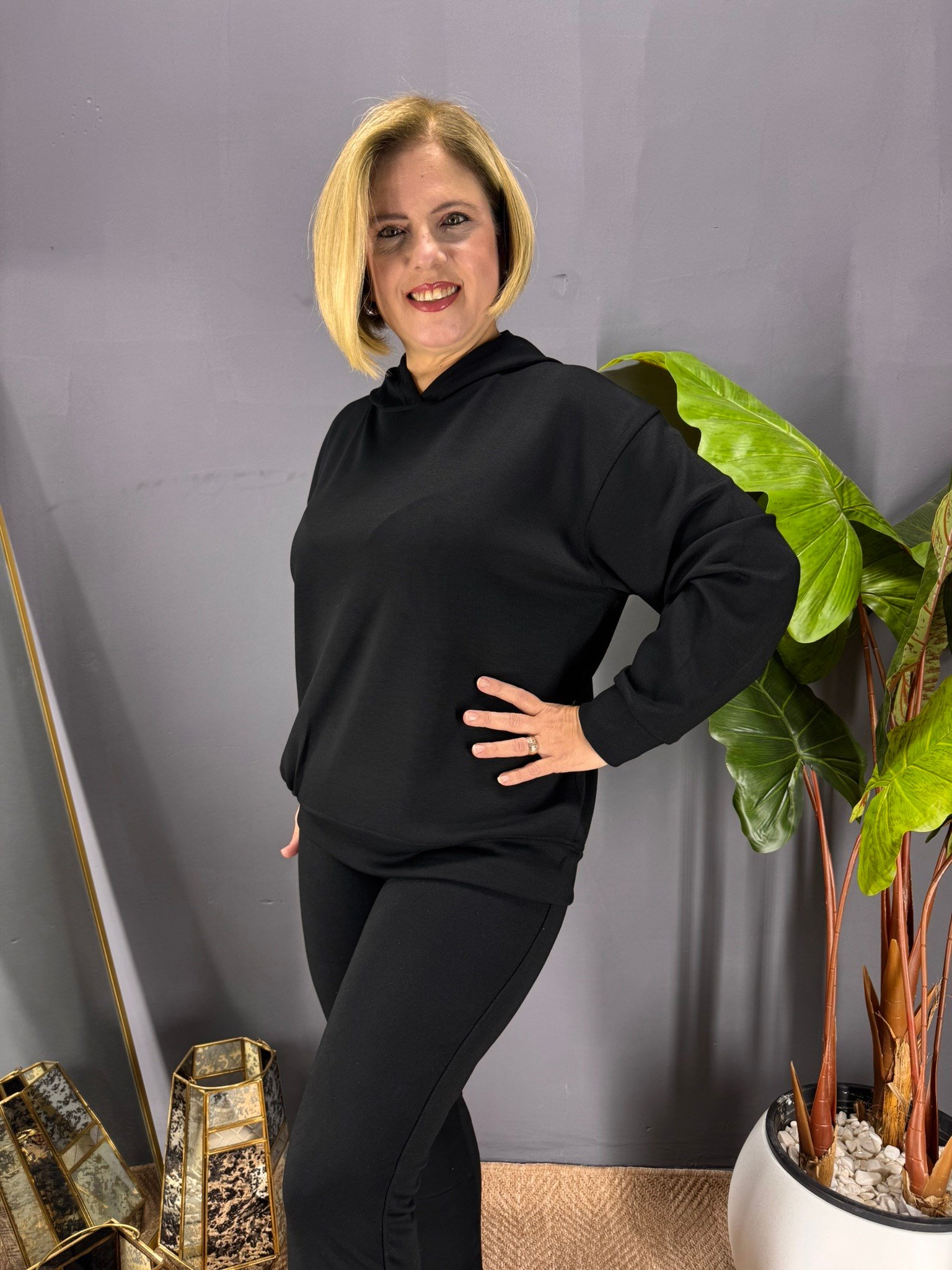 EYZ1016 SİYAH KAPŞONLU SPOR SWEATSHİRT
