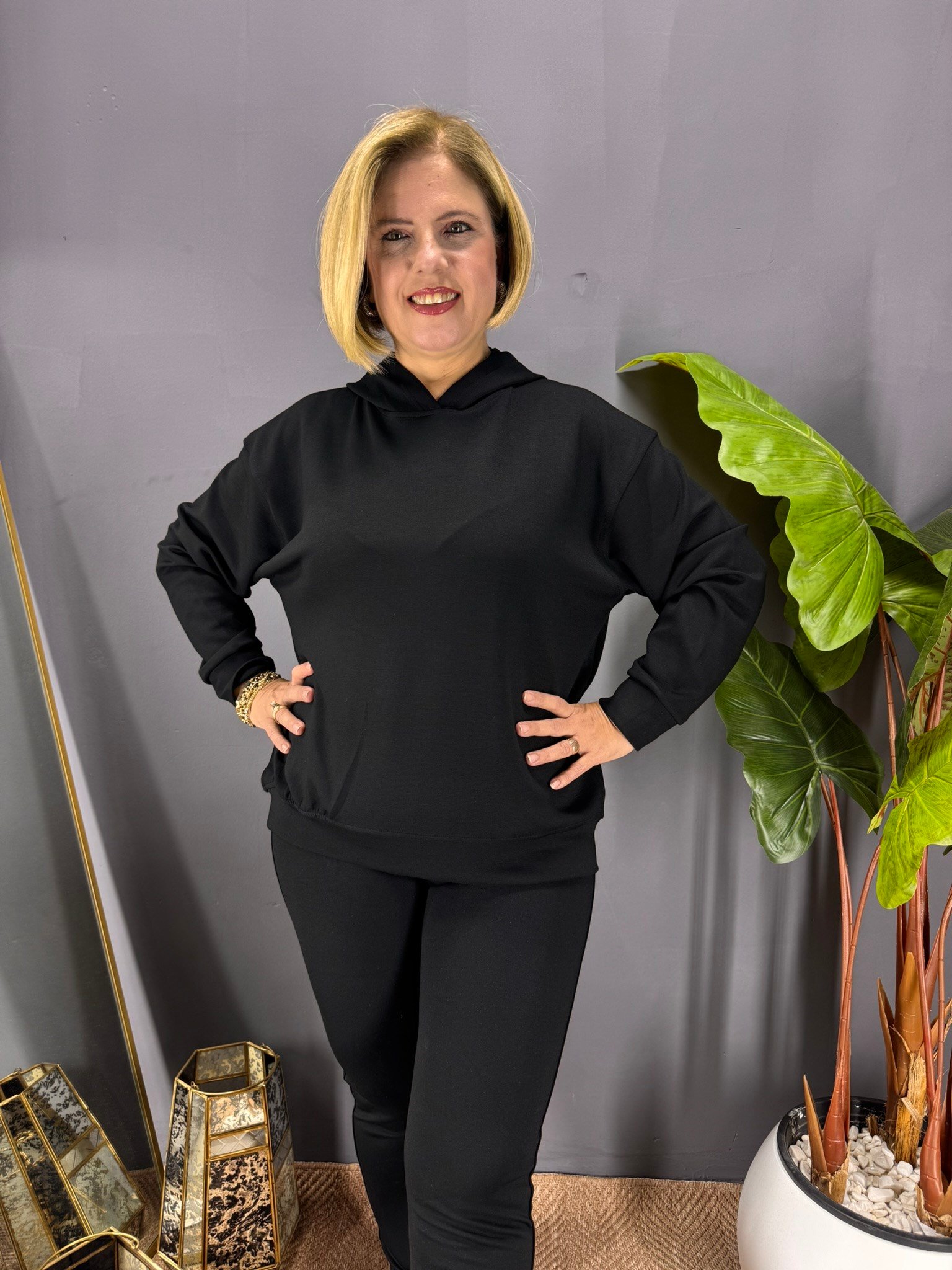 EYZ1016 SİYAH KAPŞONLU SPOR SWEATSHİRT