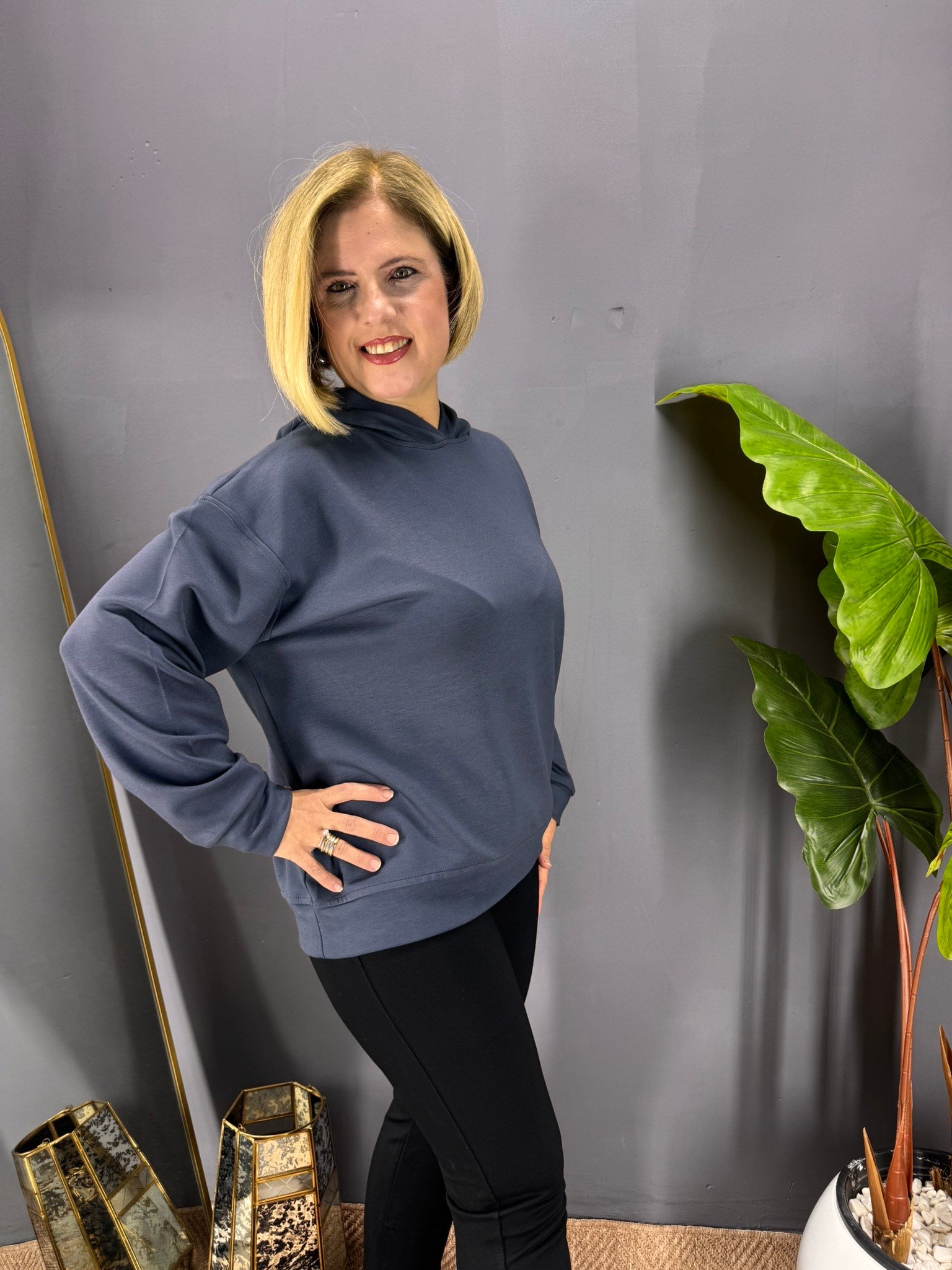 EYZ1017 GRİ KAPŞONLU SPOR SWEATSHİRT