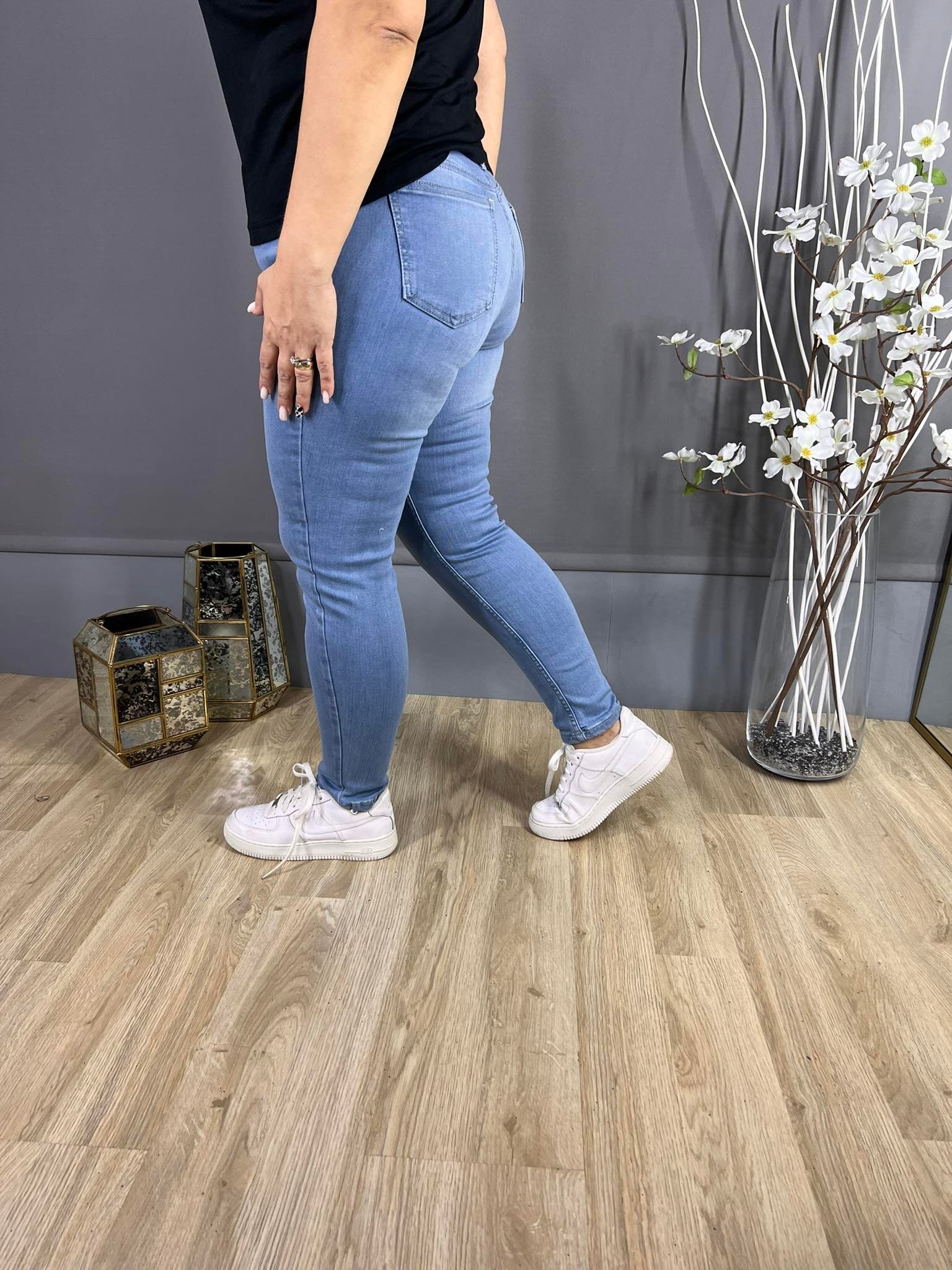 EYZ325 BUZ MAVİSİ FULL LİKRALI KOT PANTOLON