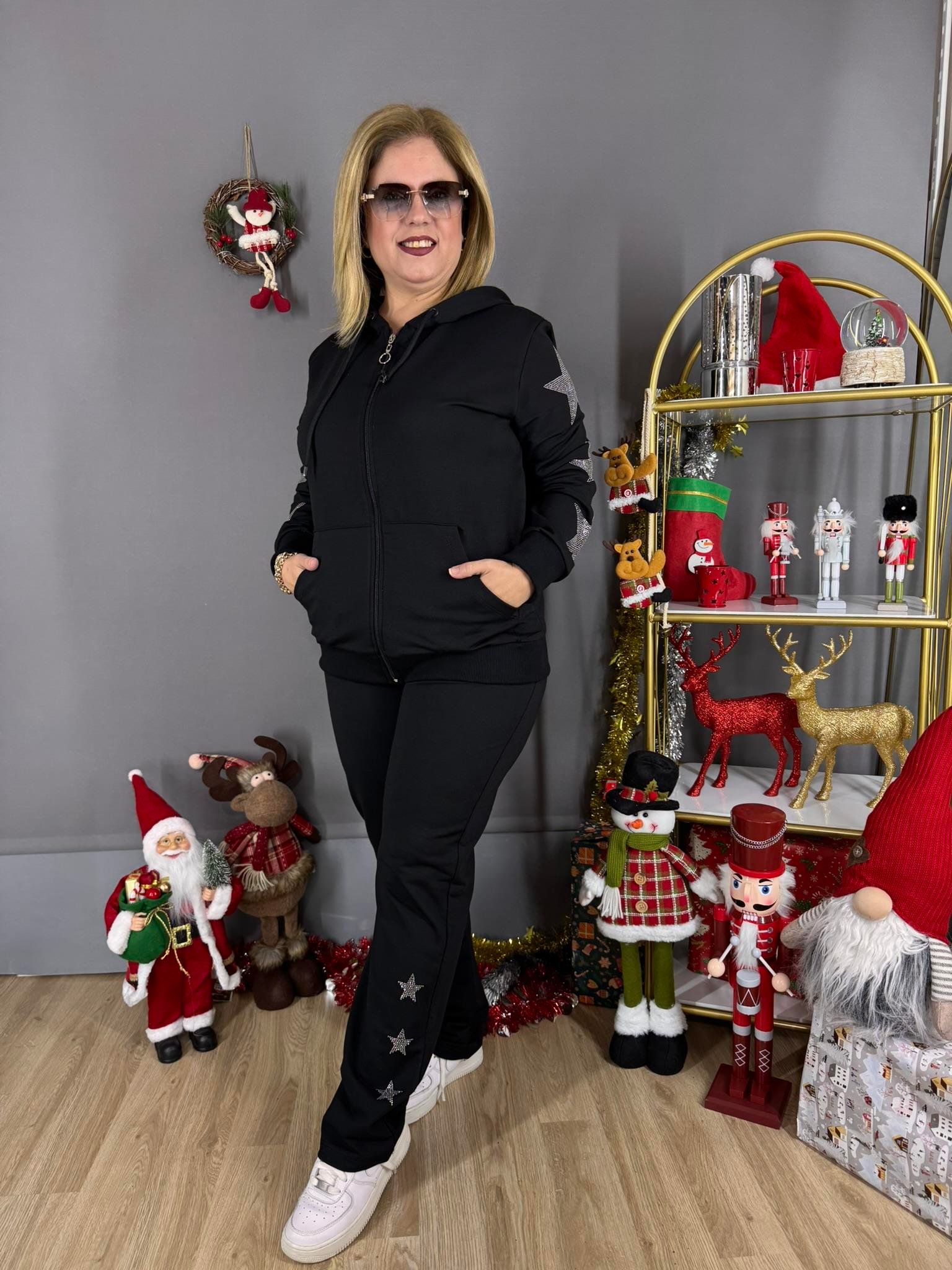 EYZ447 SİYAH YILDIZ TAŞLI EŞORFMAN TAKIMI