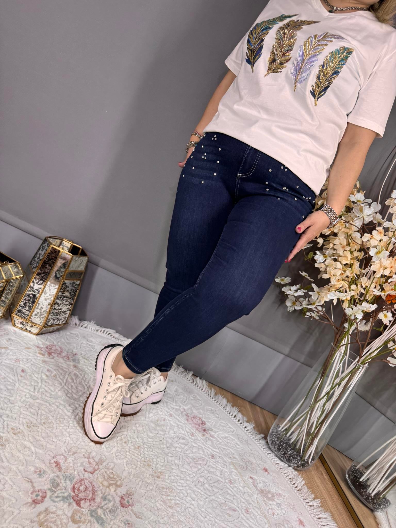 EYZ492 MAVİ CEBİ TAŞLI LİKRALI KOT PANTOLON