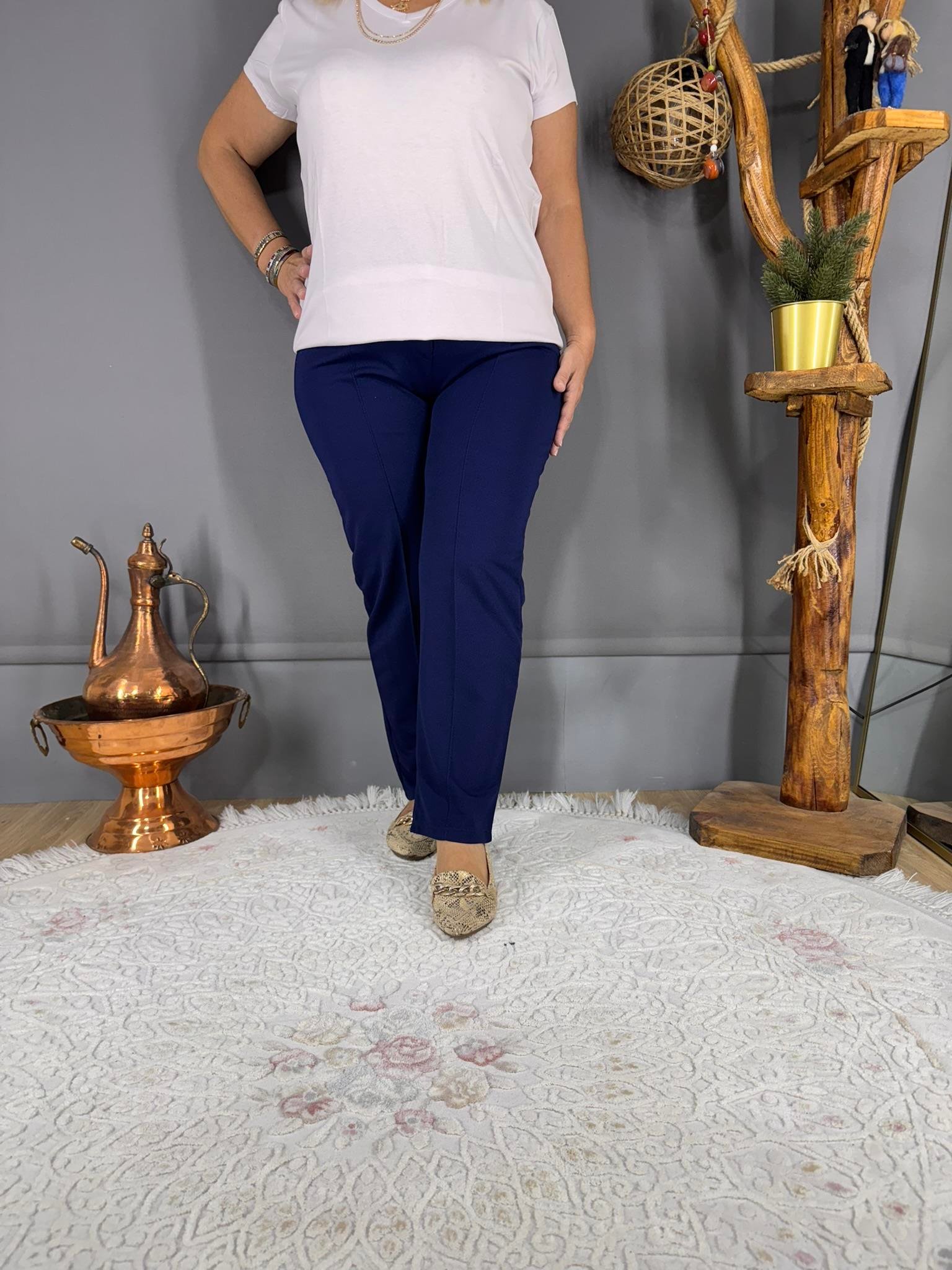 EYZ695 LACİVERT FERMUARLI KREP KUMAŞ PANTOLON