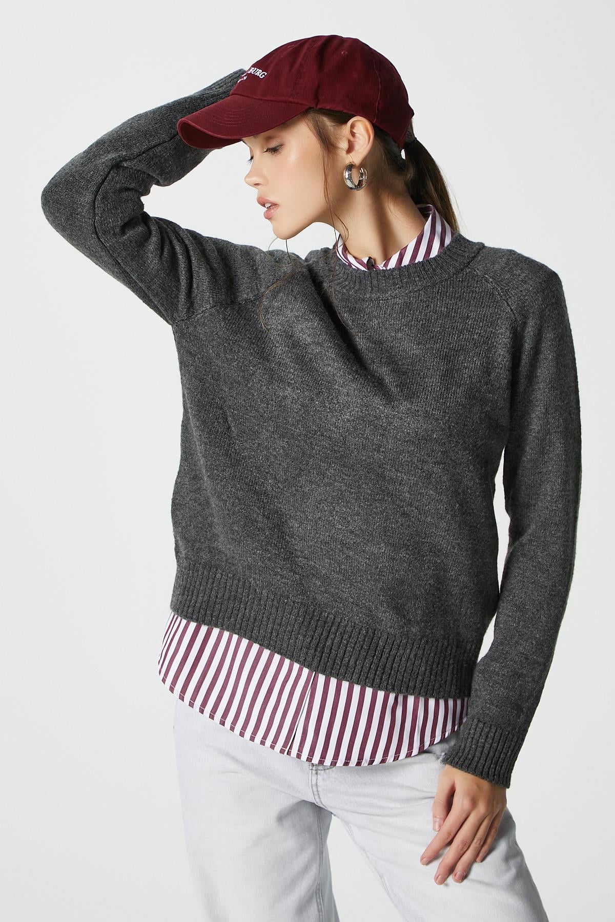  Mushy Antrasit Basic Triko Kazak