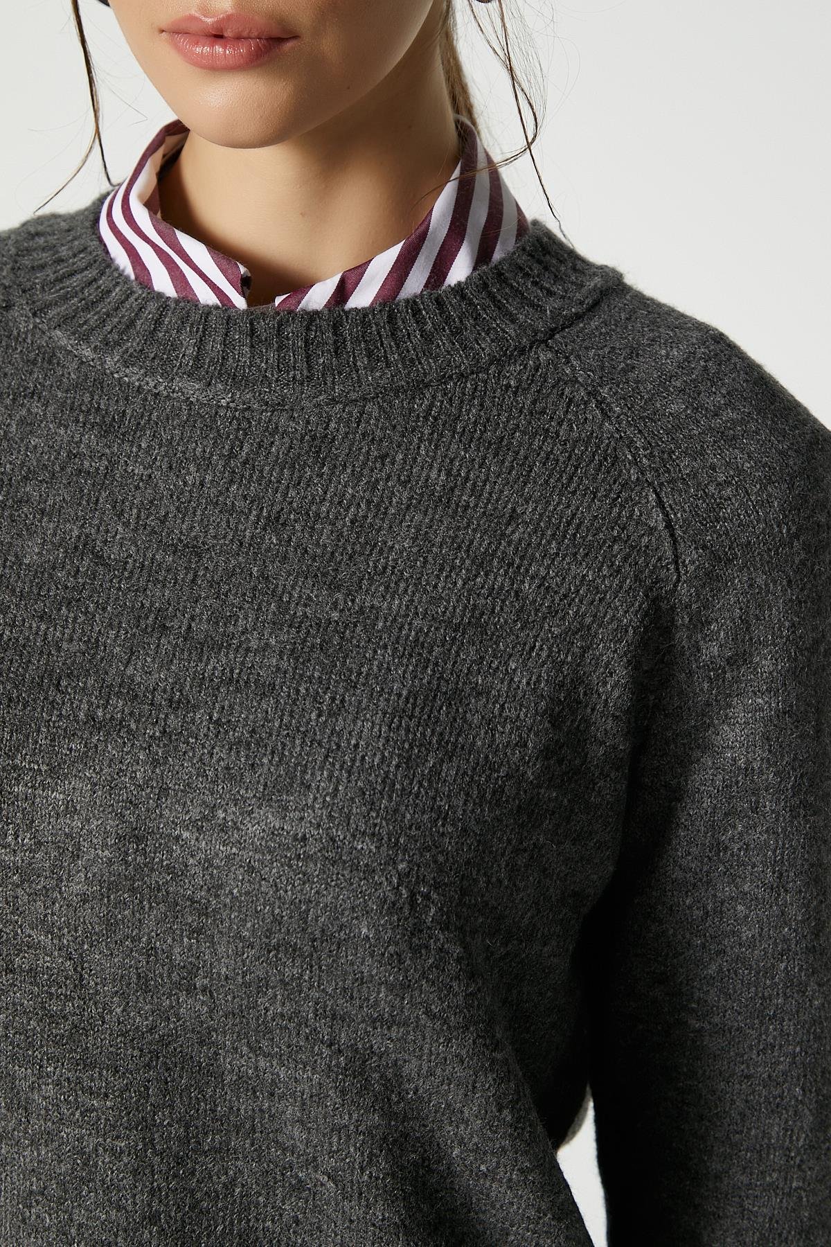  Mushy Antrasit Basic Triko Kazak