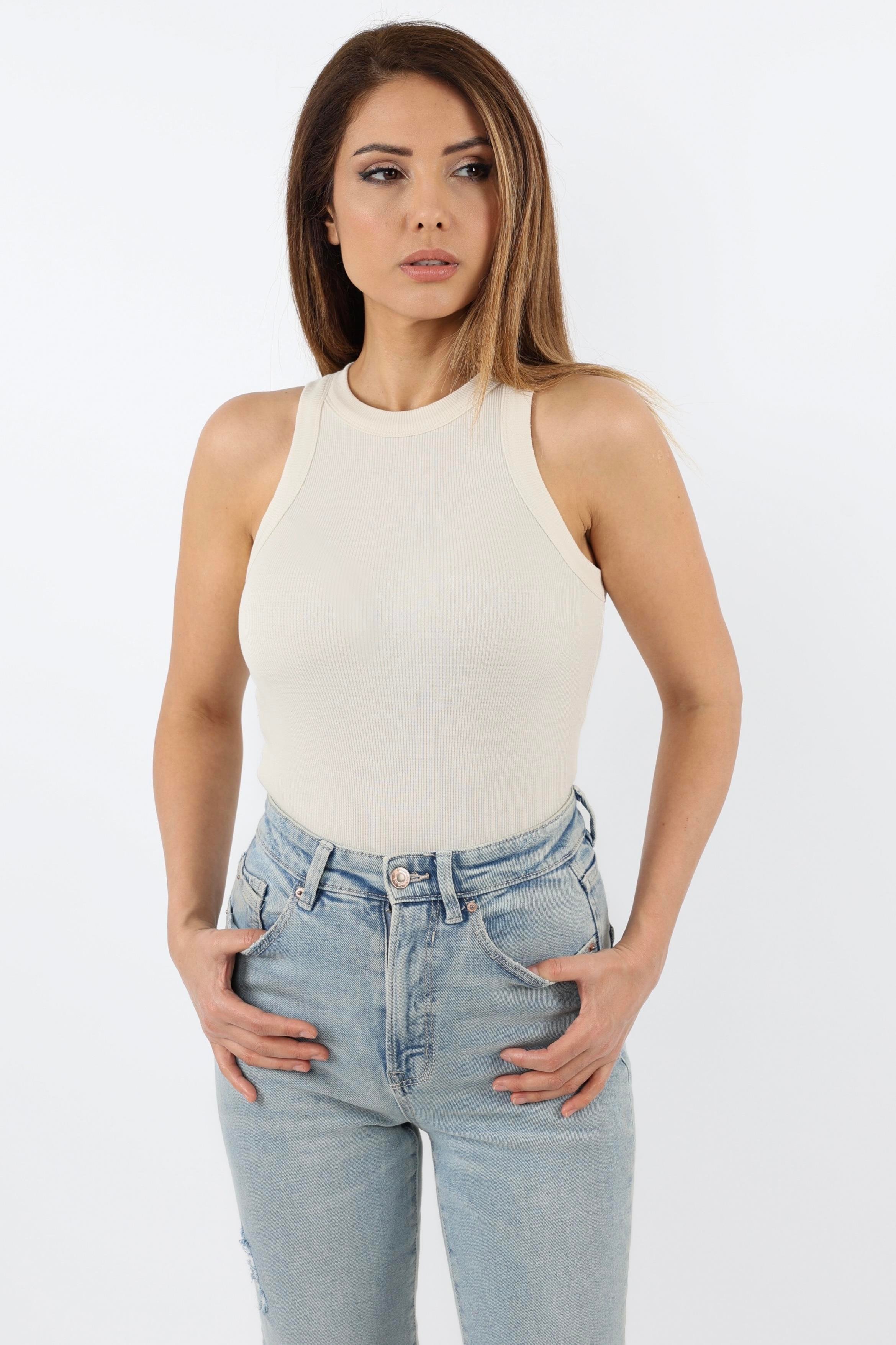 Kadın 3’lü Premium Pamuklu Fitilli Krem, Siyah, Füme Atlet