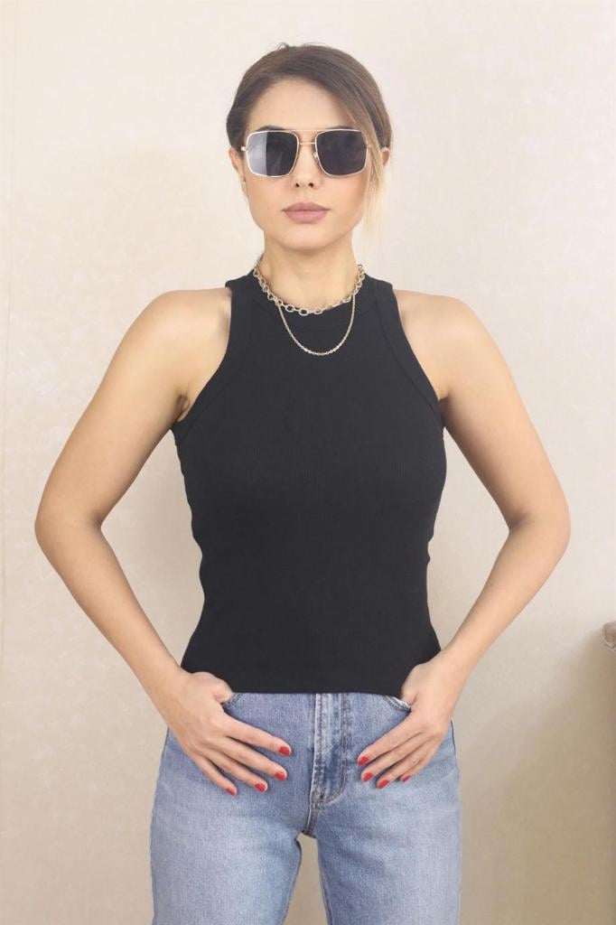 Kadın 4'lü Premium Pamuklu Fitilli Atlet Beyaz, Siyah, Krem, Gri