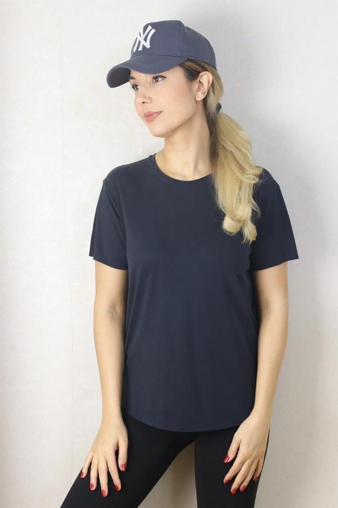 Kadın Antrasit %100 Modal Lazerkesim T-Shirt