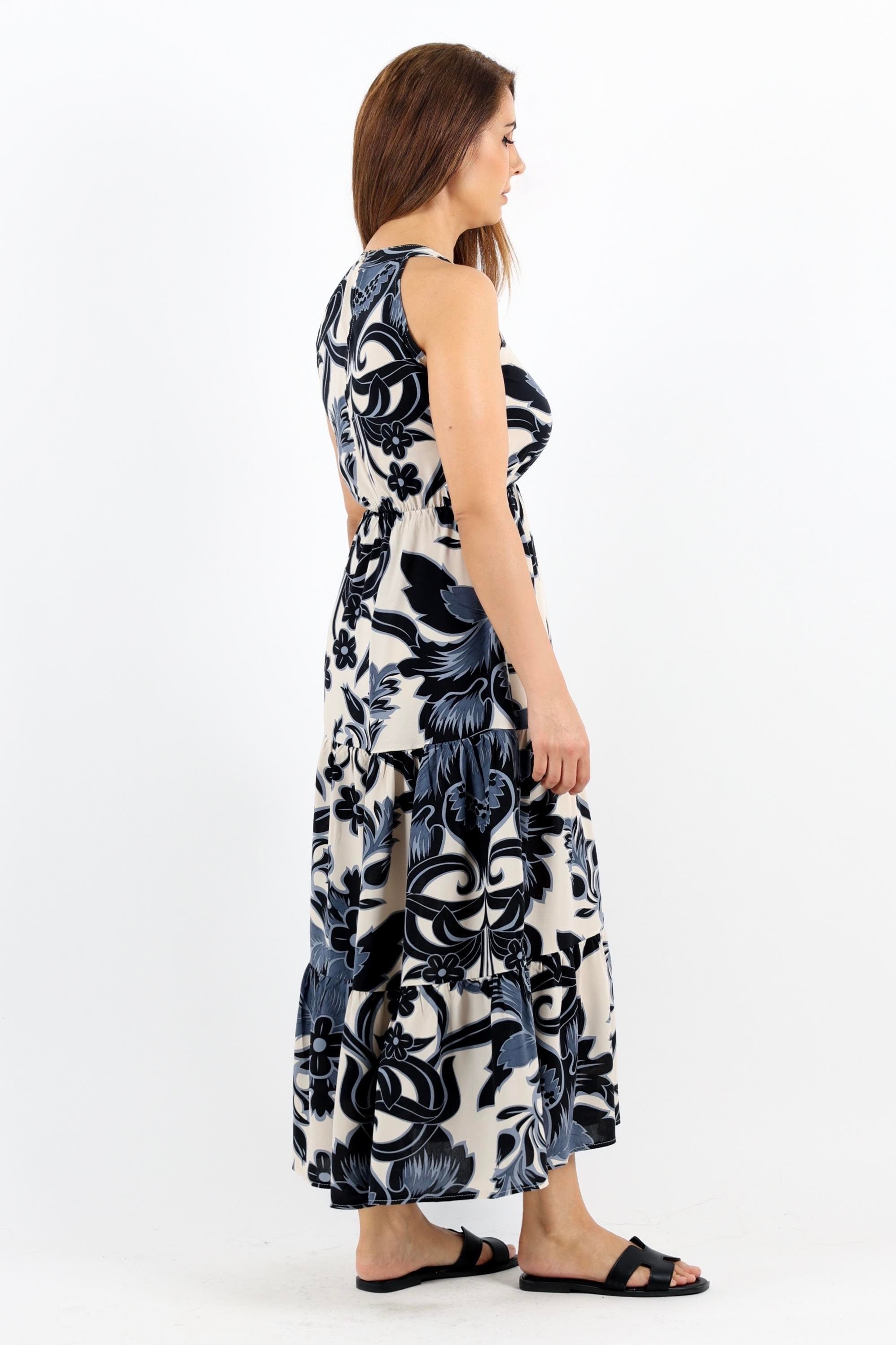 Kadın Breeze Bel Lastikli Siyah Viskon Elbise