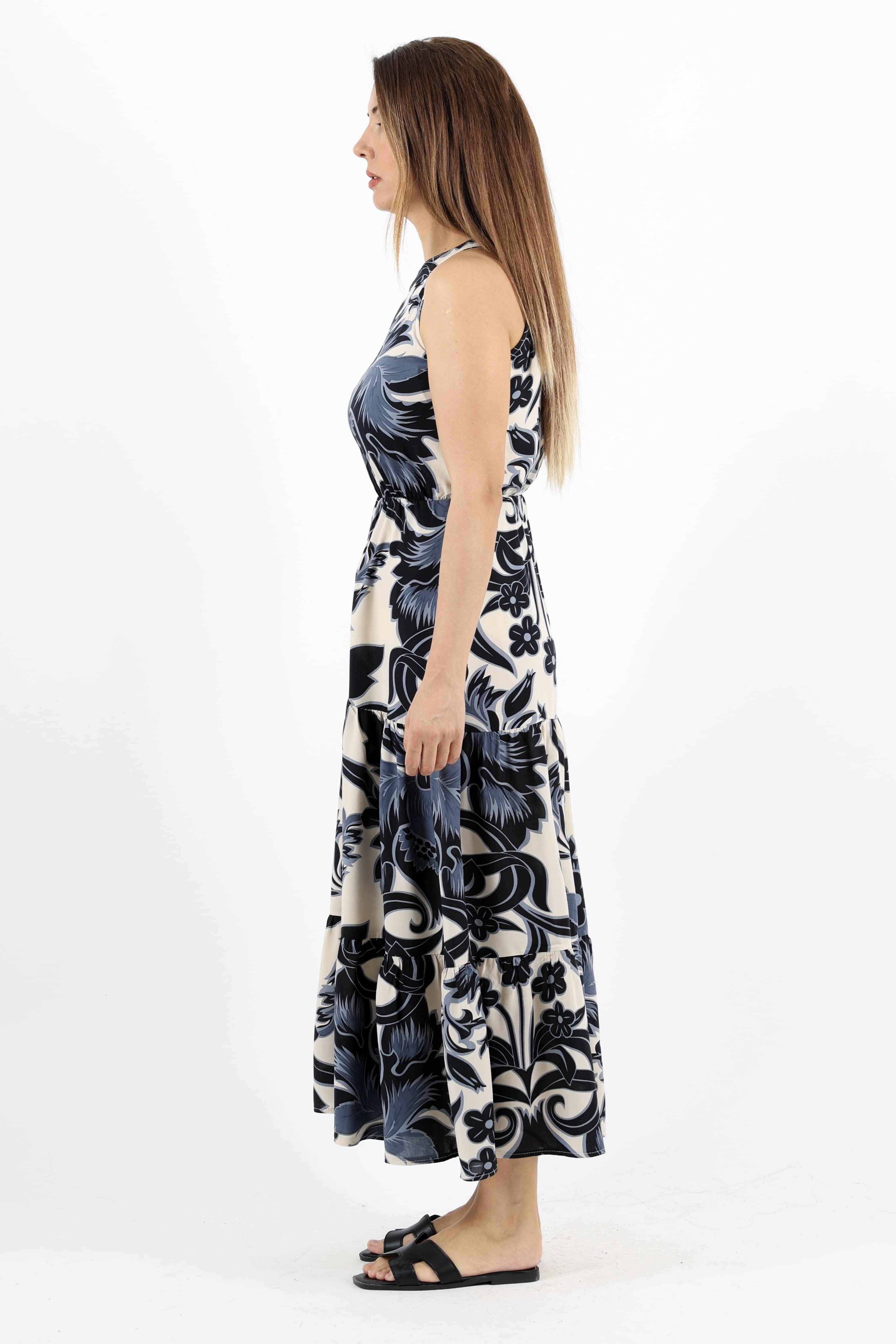 Kadın Breeze Bel Lastikli Siyah Viskon Elbise