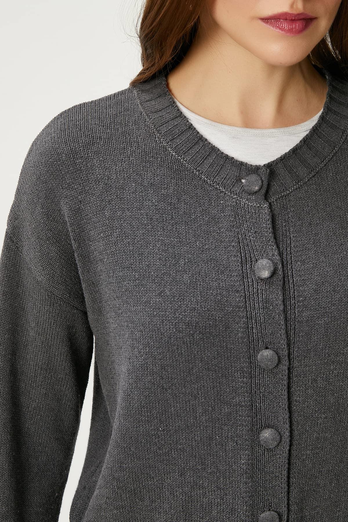 Kadın Calm Antrasit Basic Triko Hırka