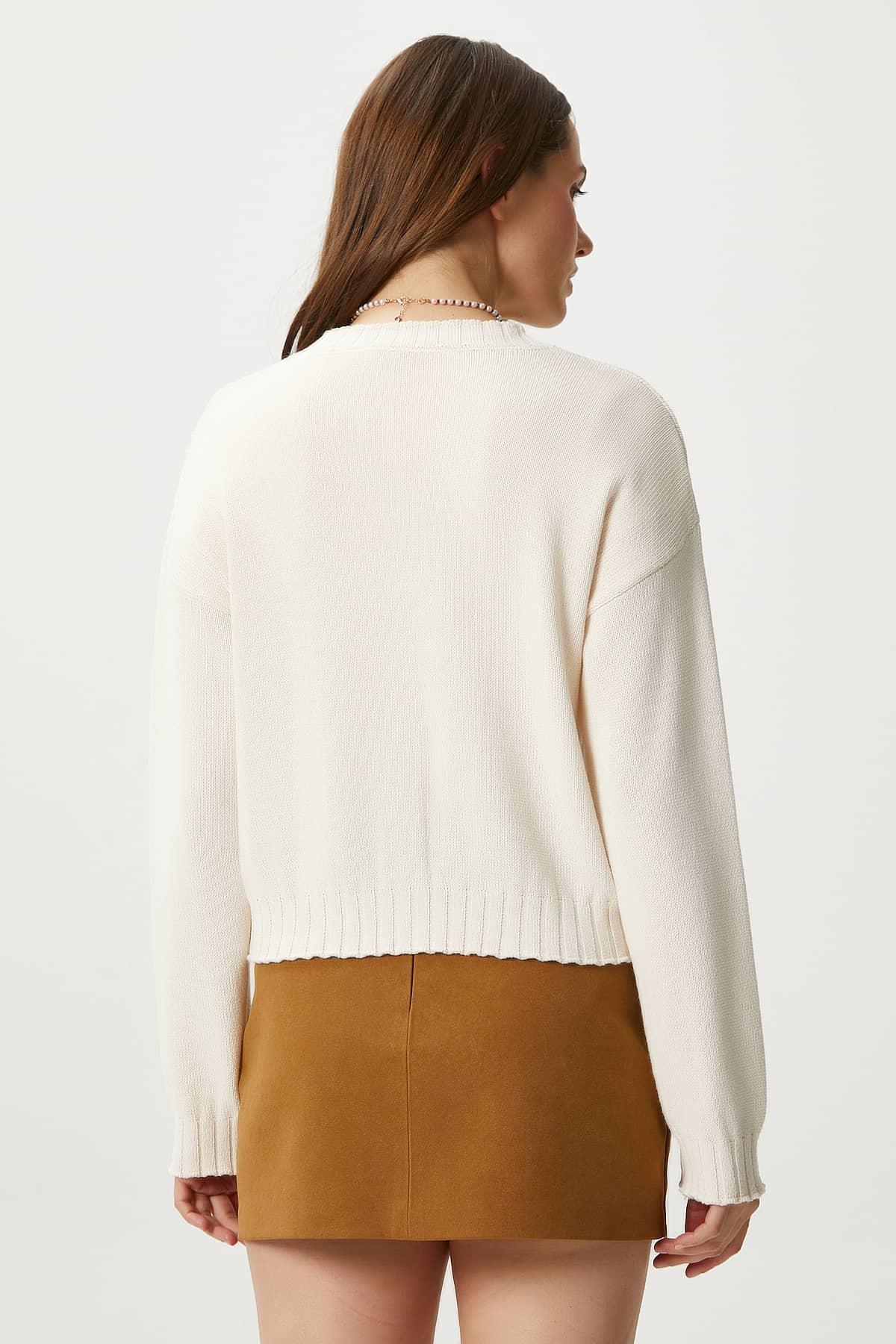 Kadın Calm Krem Basic Triko Hırka