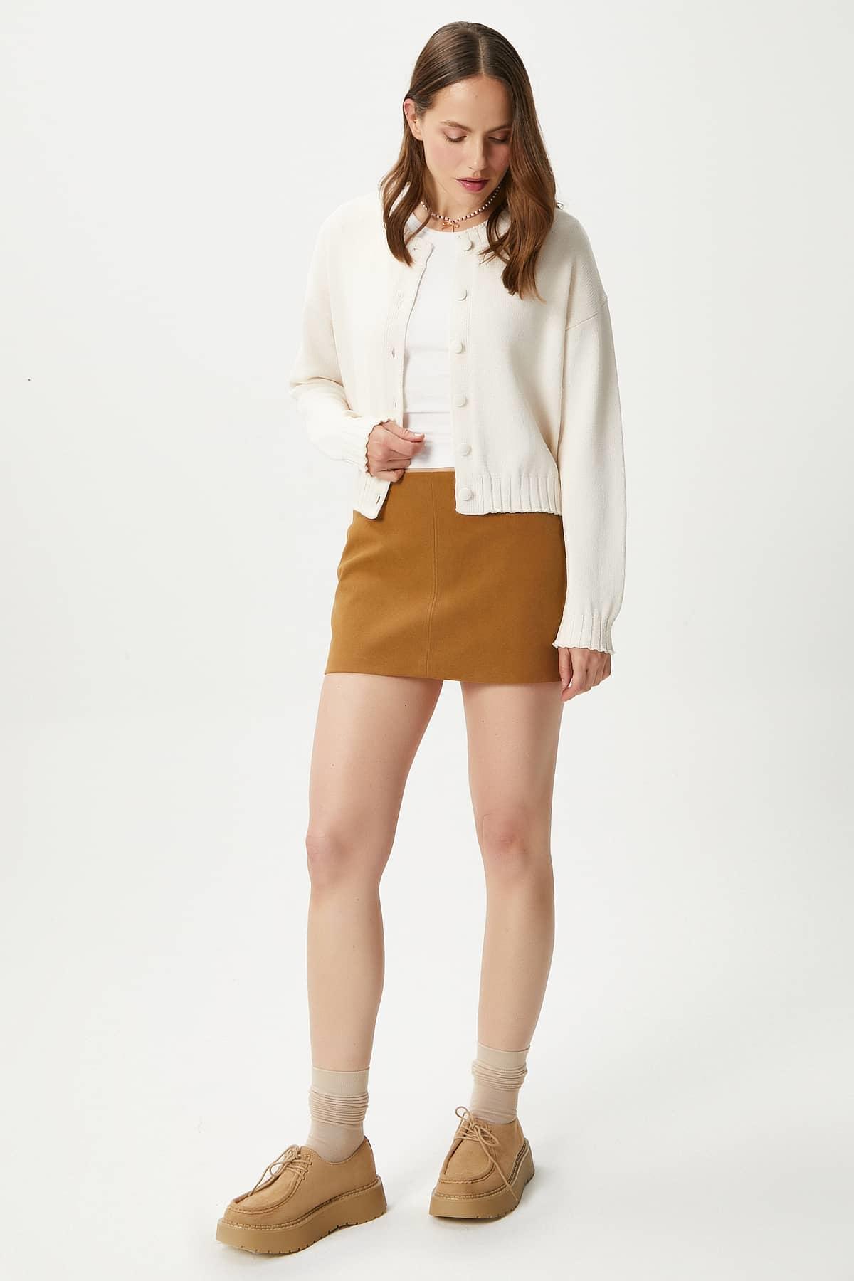 Kadın Calm Krem Basic Triko Hırka