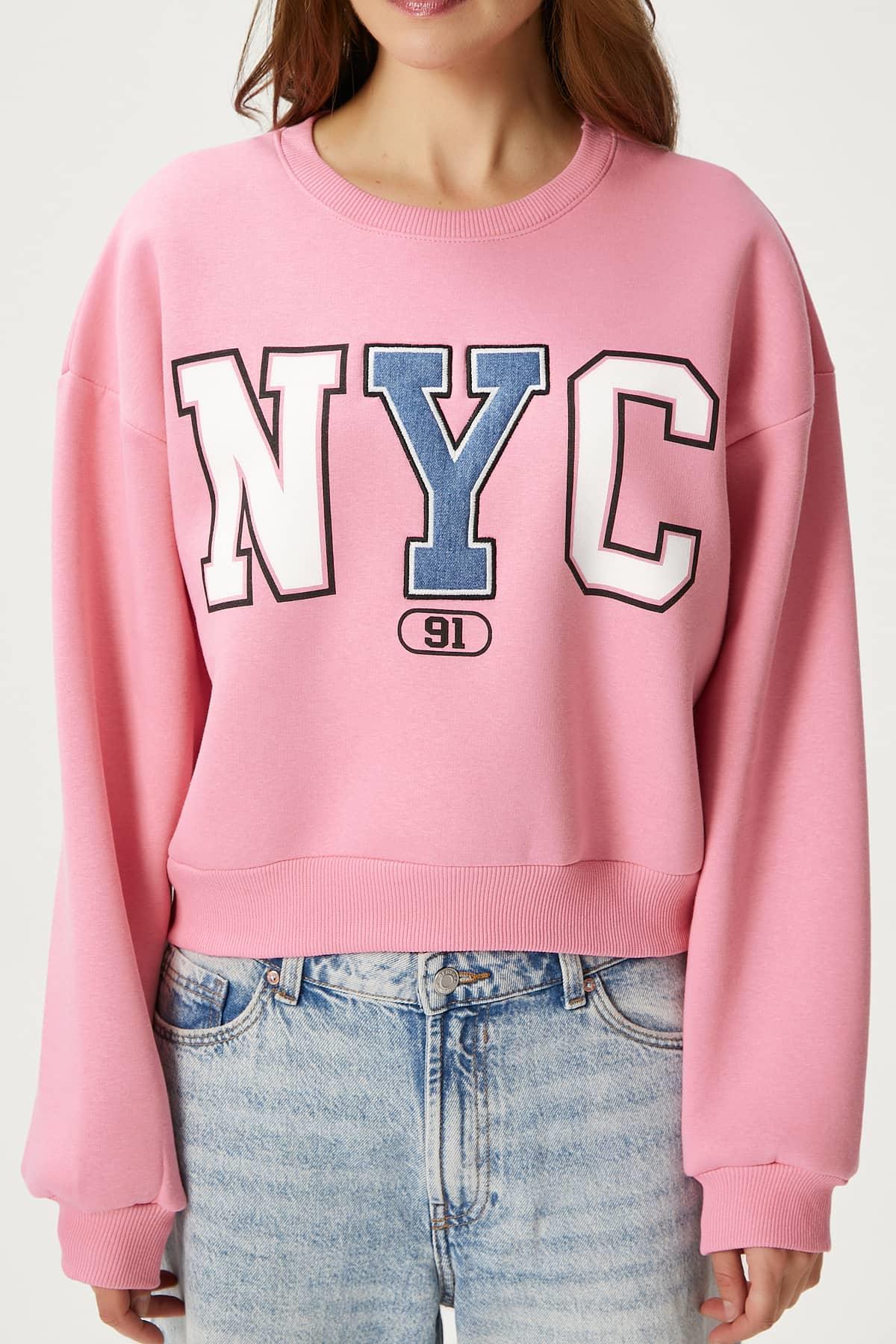 Kadın Cool Pembe Şardonlu  Sweatshirt 