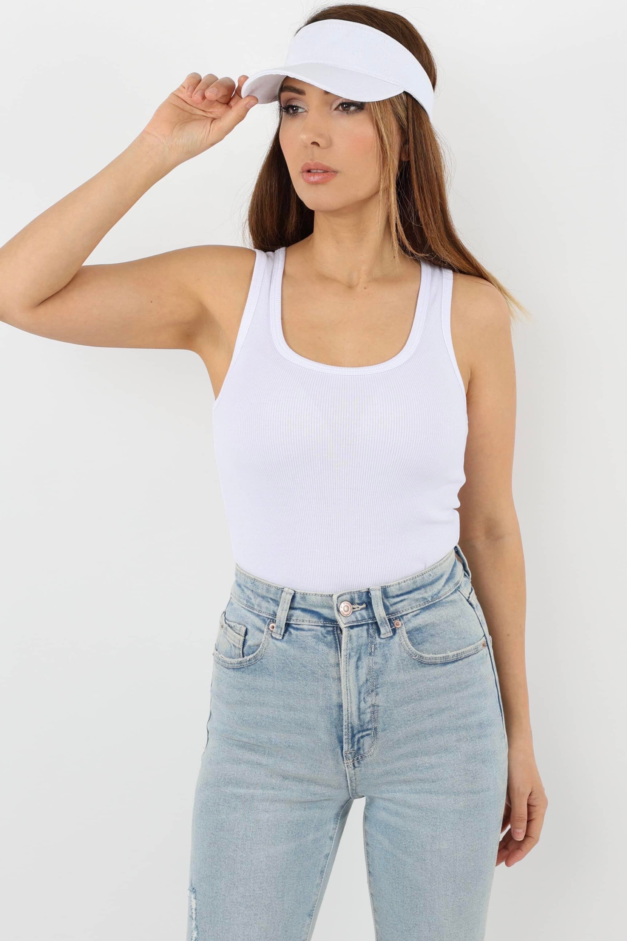 Kadın Cotton Premium 2’li Set Beyaz Siyah Pamuklu Basic Fitilli Atlet