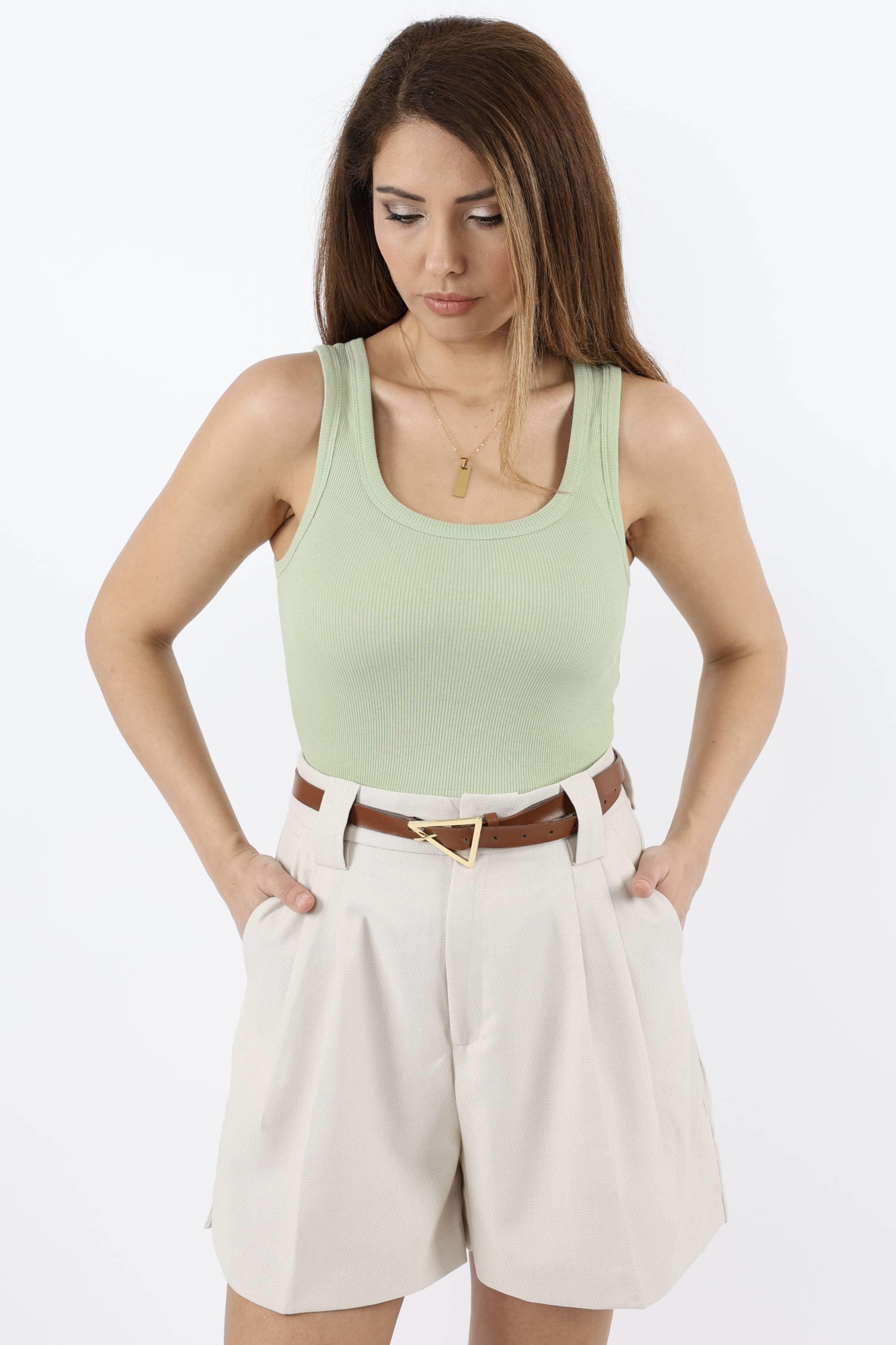 Kadın Cotton Premium 4’lü Set Mavi, Lila, Somon, Çağla Yeşili Pamuklu Basic Fitilli Atlet
