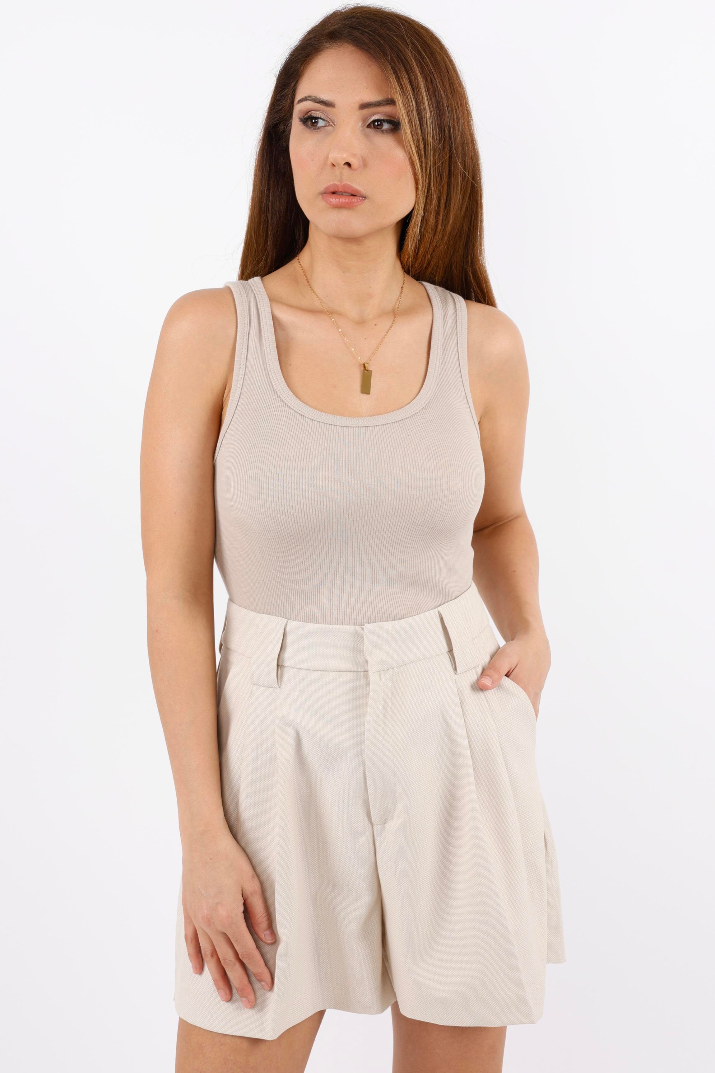 Kadın Cotton Premium 5’li Set Bej, Krem, Beyaz, Antrasit, Siyah Pamuklu Basic Fitilli Atlet