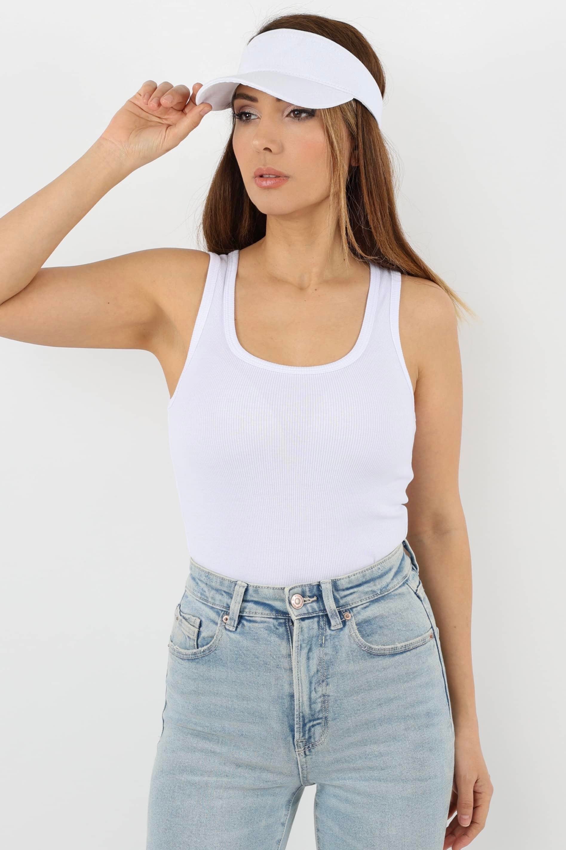 Kadın Cotton Premium Doku Beyaz Pamuklu Basic Fitilli Atlet