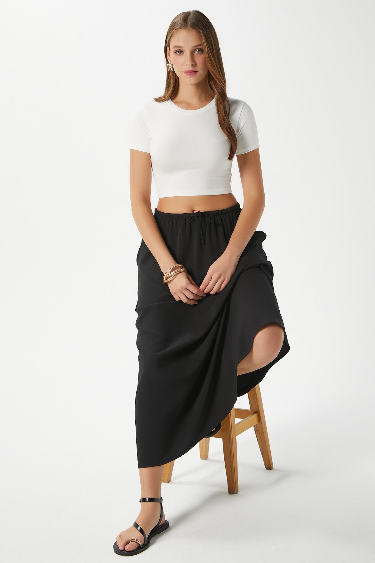 Kadın Deal Lux Touch Yumuşak Doku Crop Beyaz Bluz