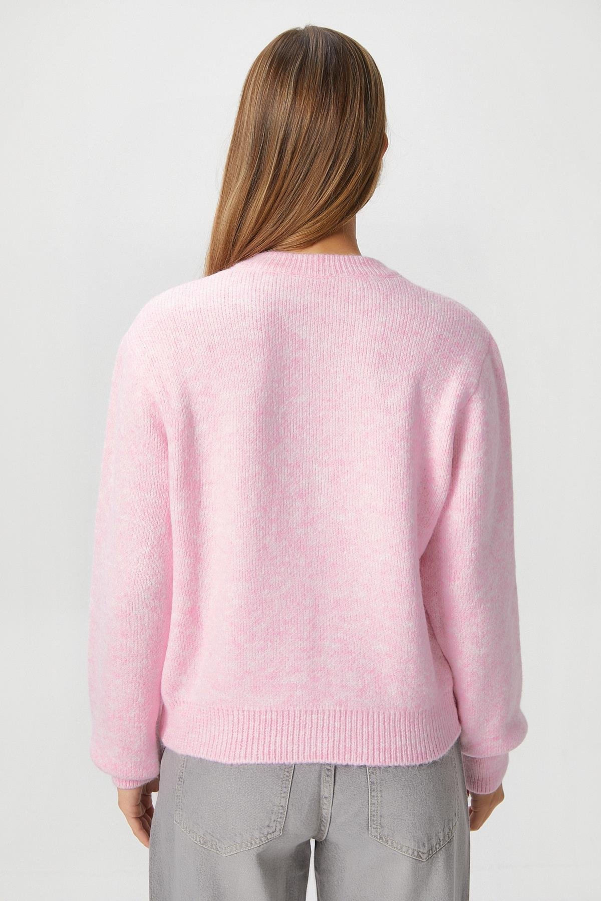 Kadın Demi Basic Yumuşak Doku Pembe Basic Triko Hırka