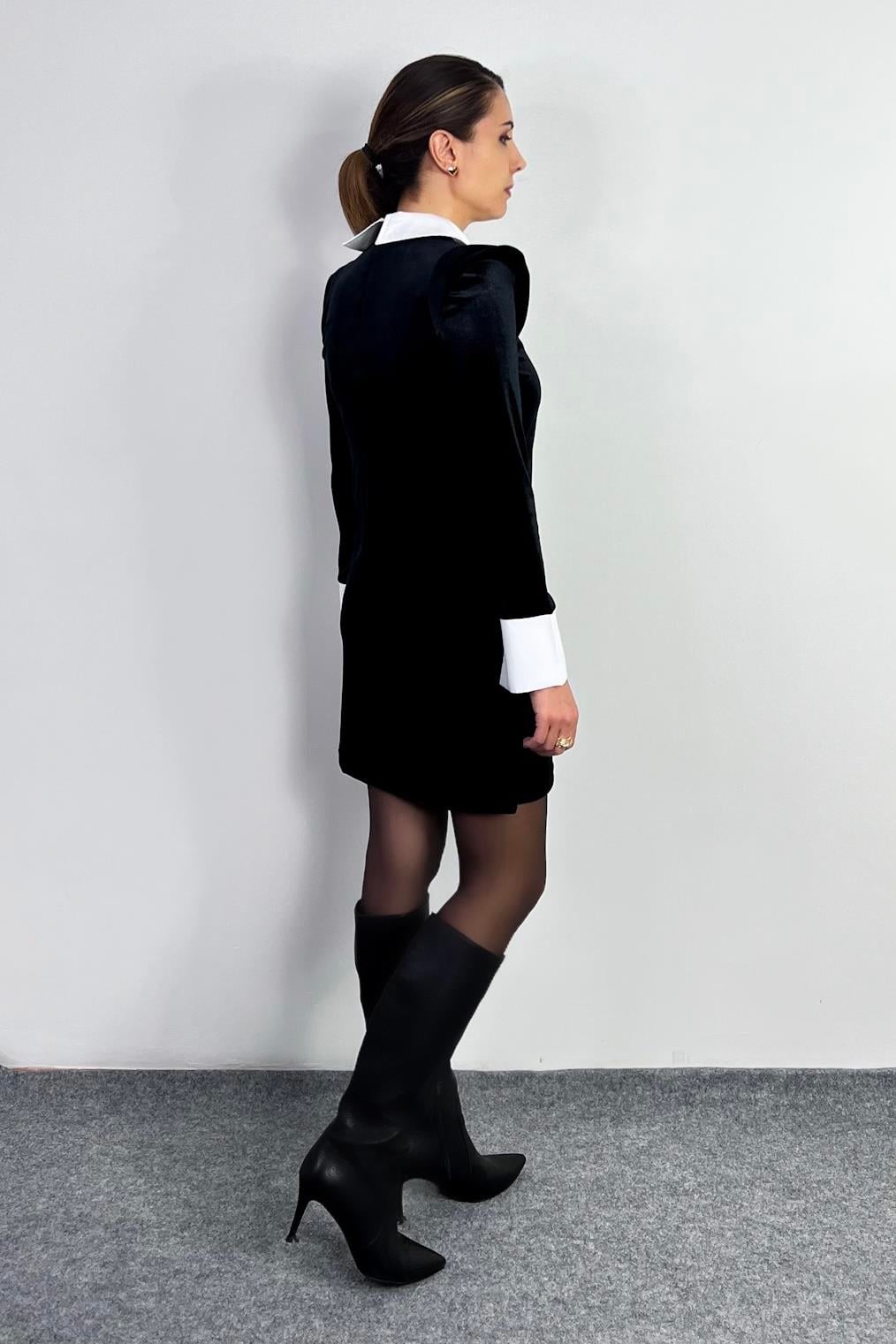 Kadın Devy Vatkalı Kadife Mini Elbise