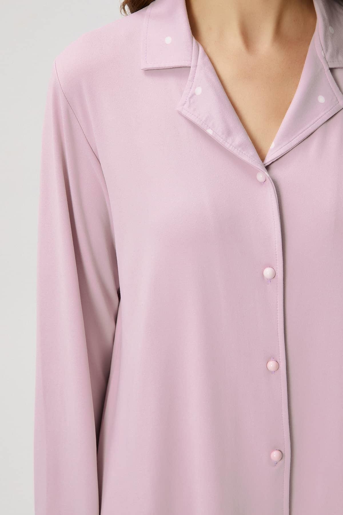 Kadın Efsa Puantiye Extra Soft Lila Pijama Takımı