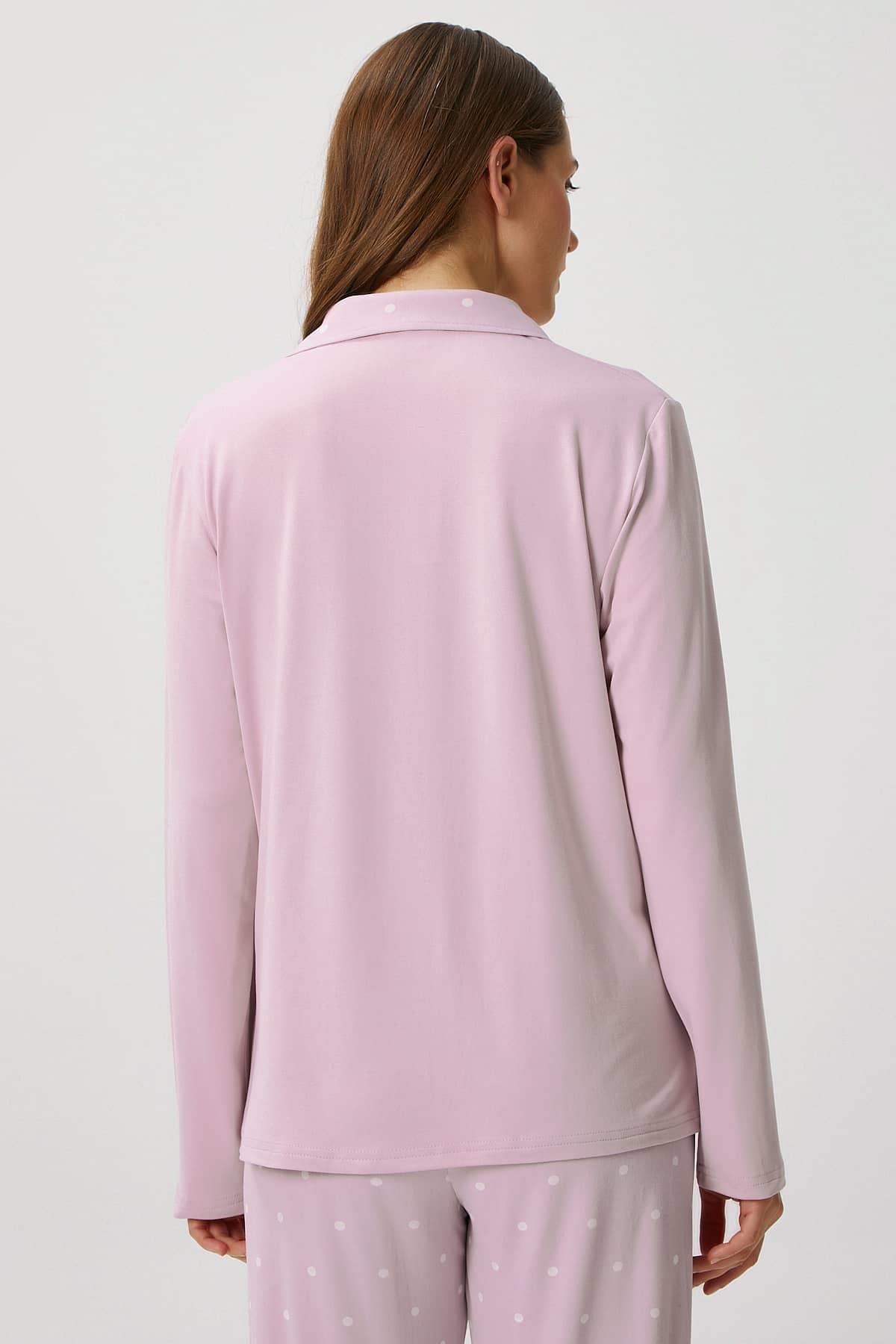 Kadın Efsa Puantiye Extra Soft Lila Pijama Takımı