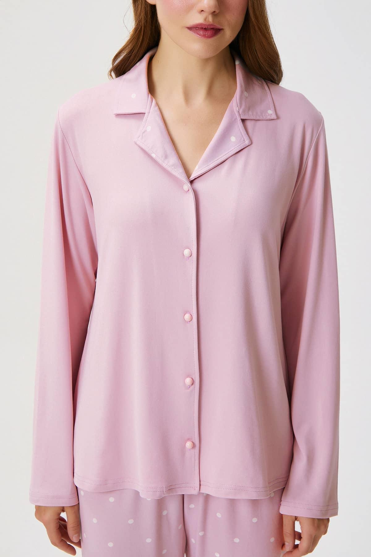 Kadın Efsa Puantiye Extra Soft Lila Pijama Takımı