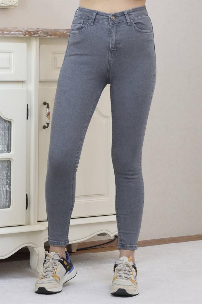 Kadın Gri Motto Skinny Jean