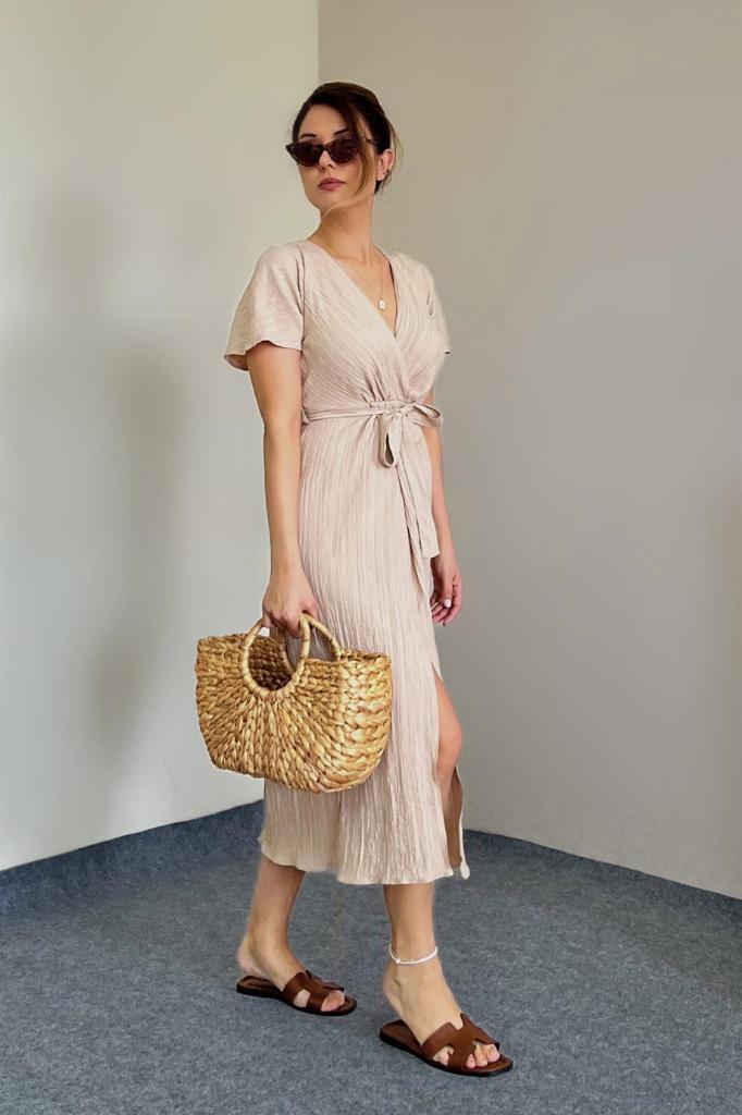 Kadın Helen Camel Midi Elbise