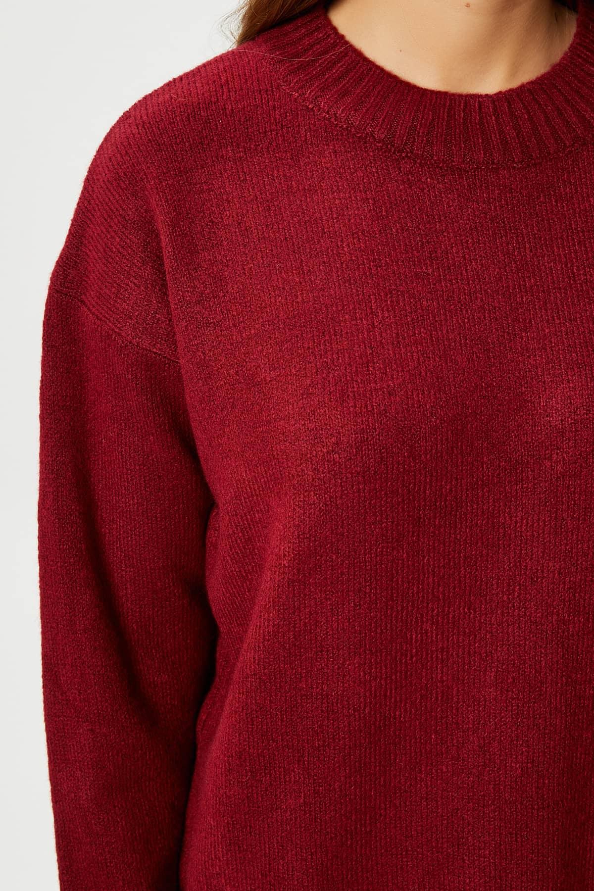 Kadın Hope Kazak Etek Alt Üst Bordo Triko Takım