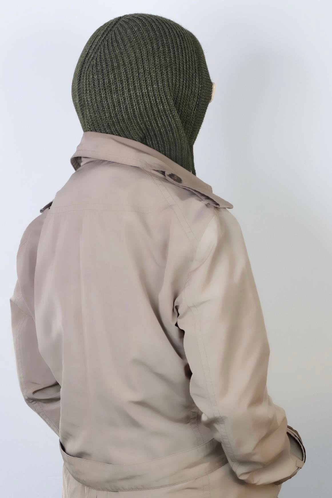 Kadın İpli Haki Balaclava Triko Bere / Başlık