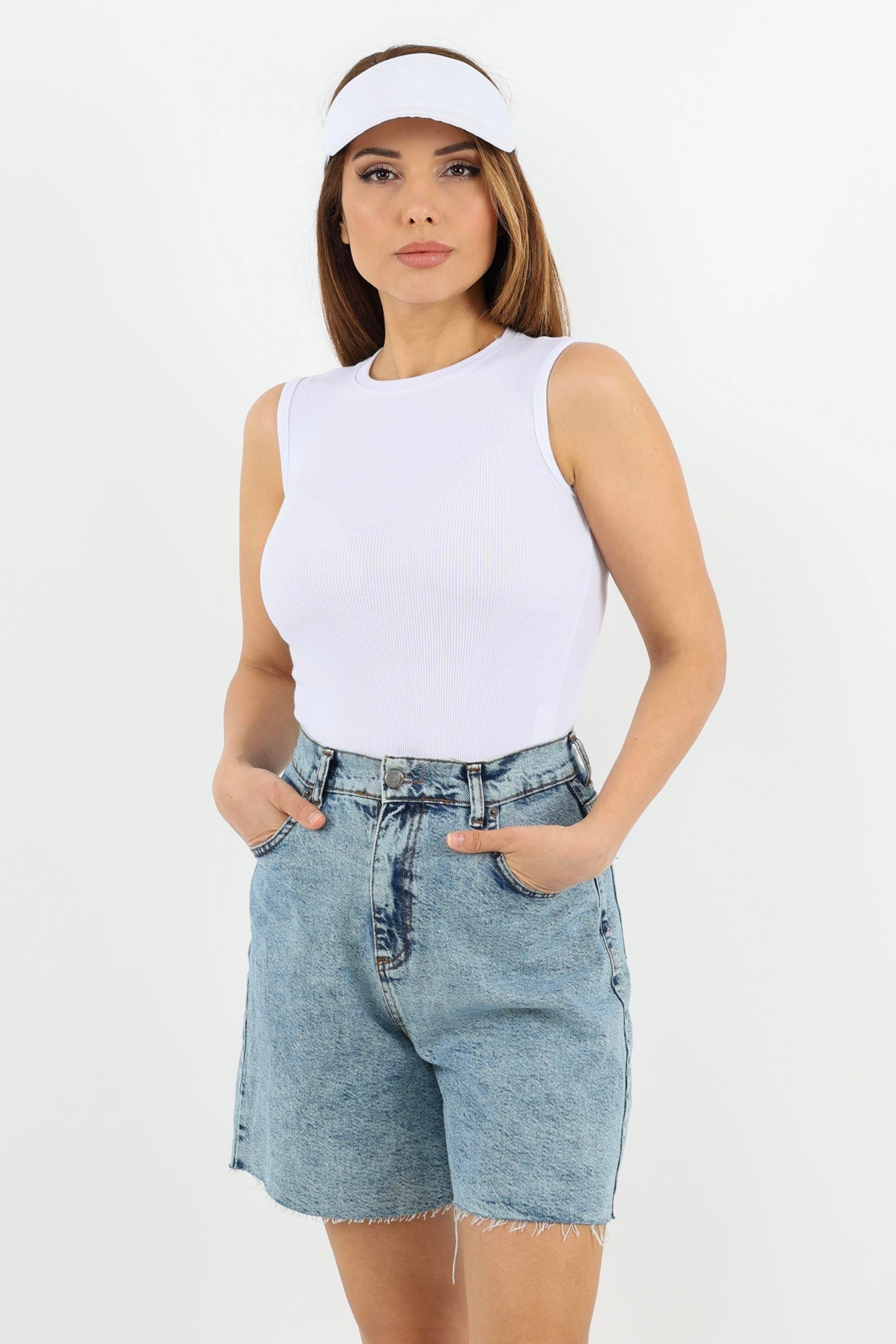 Kadın Kapalı Yaka 5’li Pamuk Siyah, Beyaz, Sarı, Pembe, Antrasit Düz Kol Fitilli Atlet