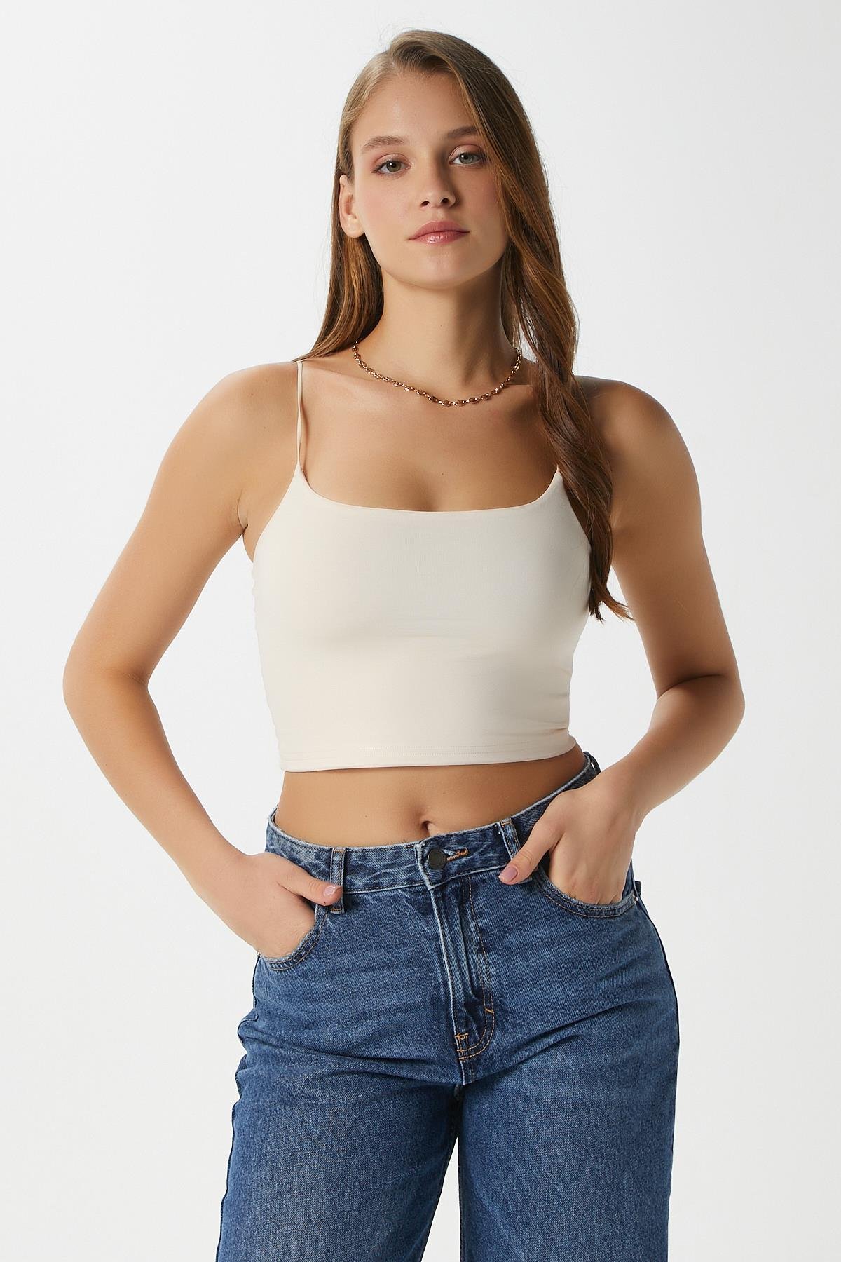 Kadın Liana Siyah Beyaz Krem Üçlü Askılı Pamuk Atlet