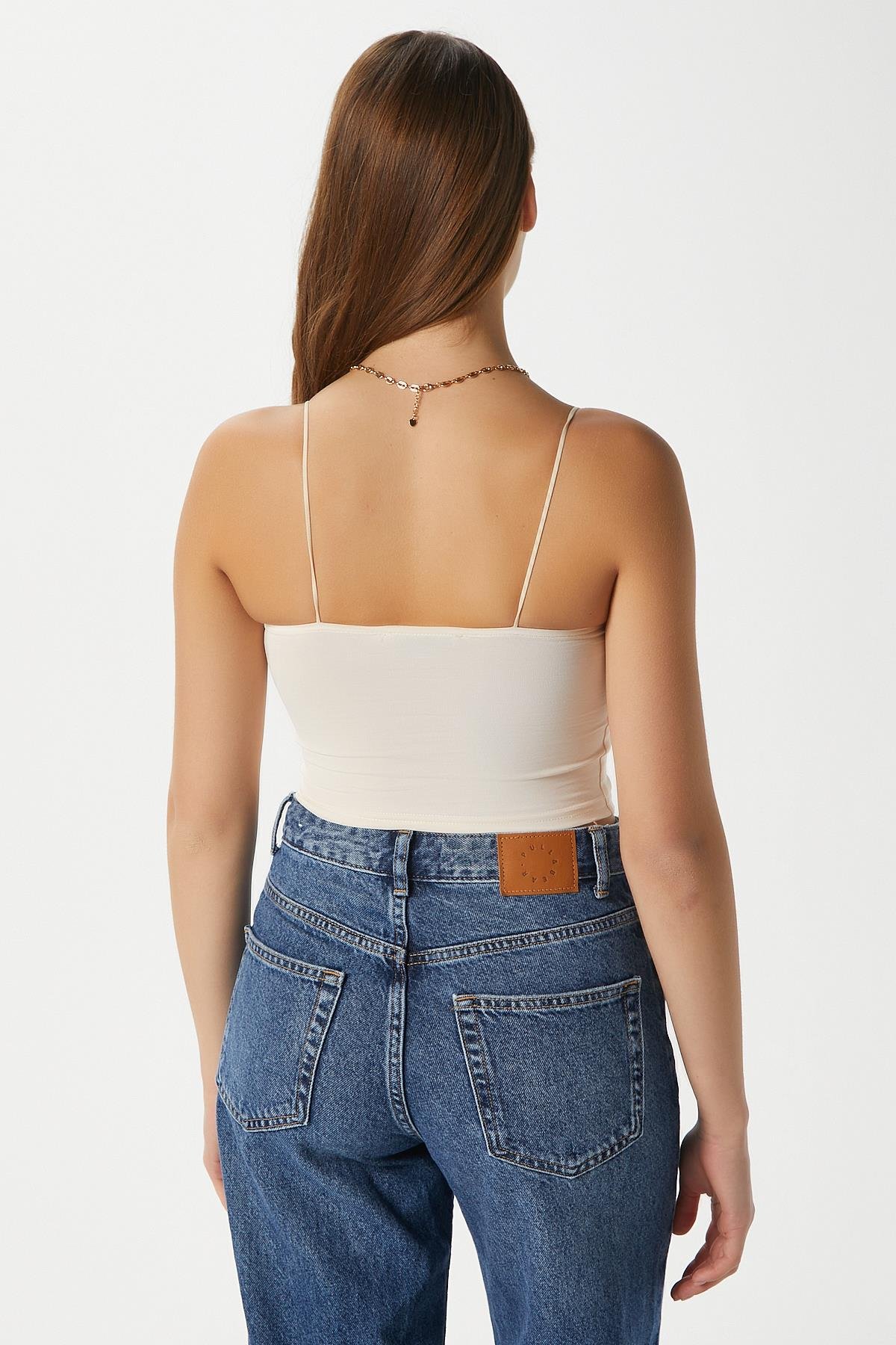 Kadın Liana Siyah Beyaz Krem Üçlü Askılı Pamuk Atlet