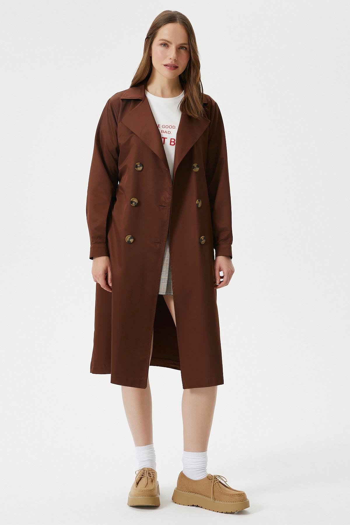 Kadın Light Mevsimlik Kahverengi Trençkot