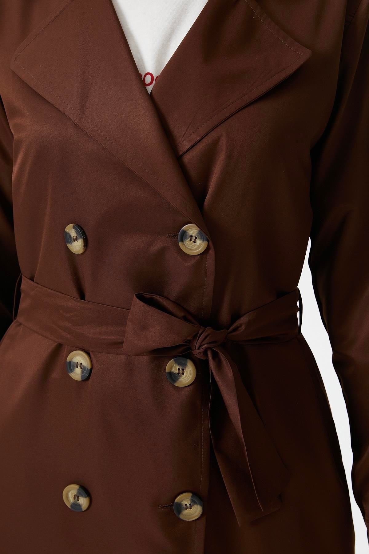 Kadın Light Mevsimlik Kahverengi Trençkot