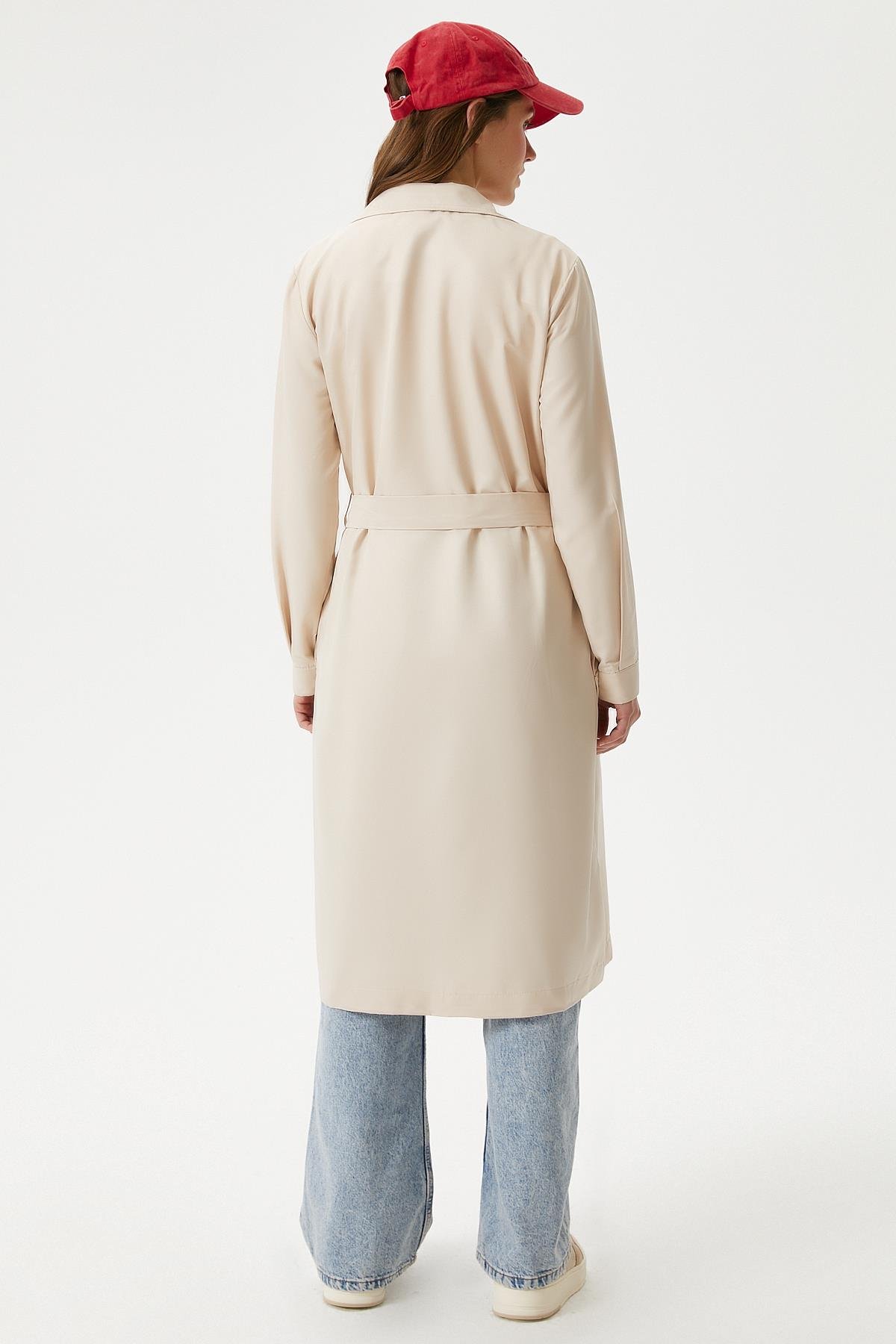 Kadın Light Mevsimlik Krem Trençkot