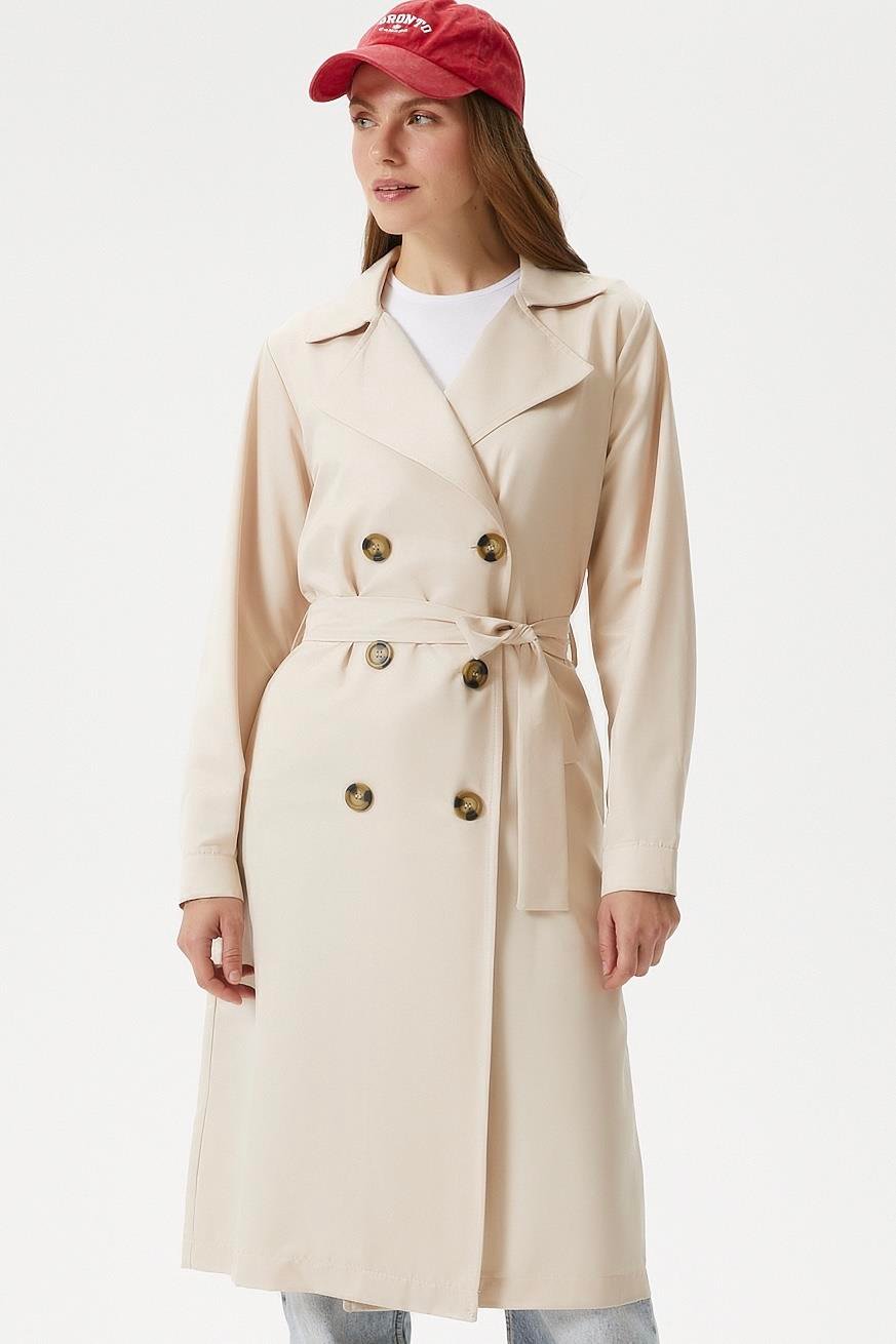Kadın Light Mevsimlik Krem Trençkot