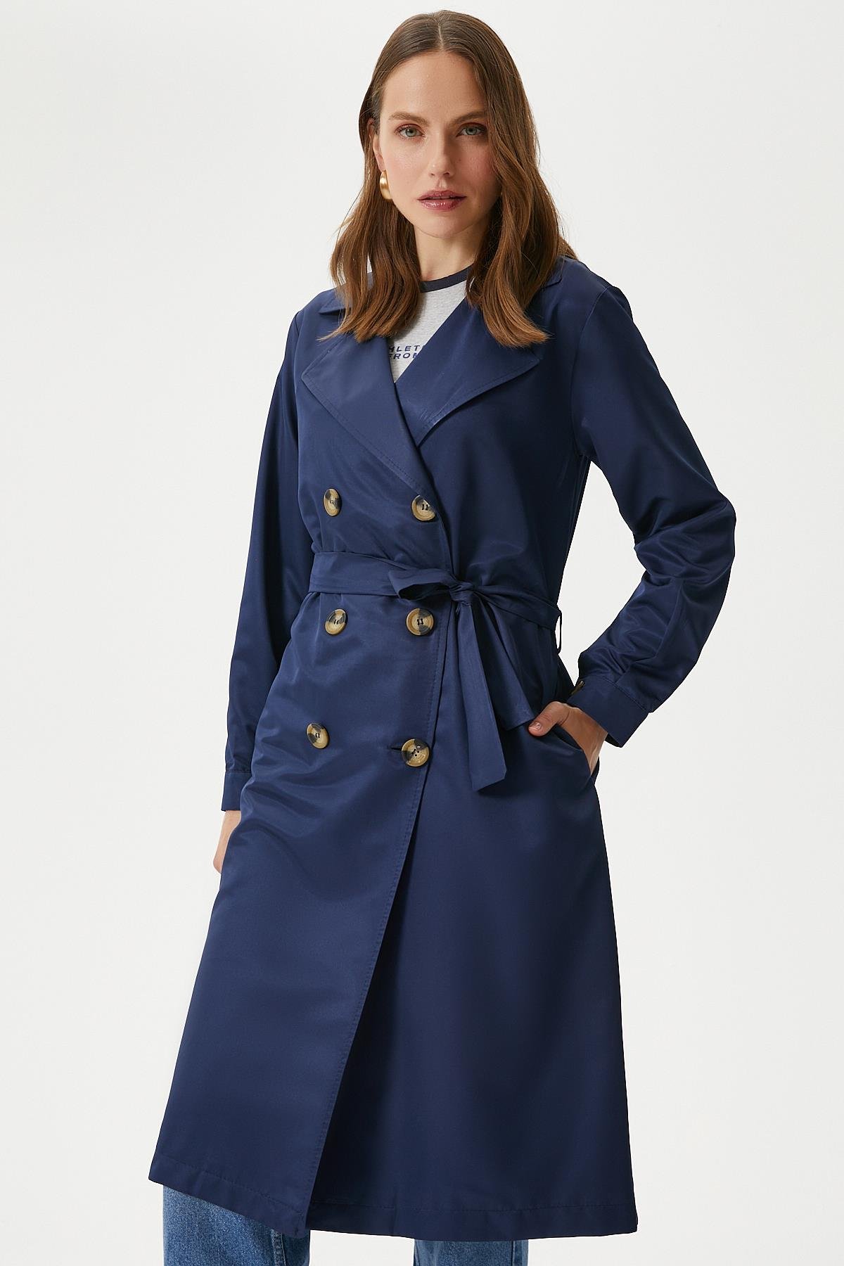 Kadın Light Mevsimlik Lacivert Trençkot