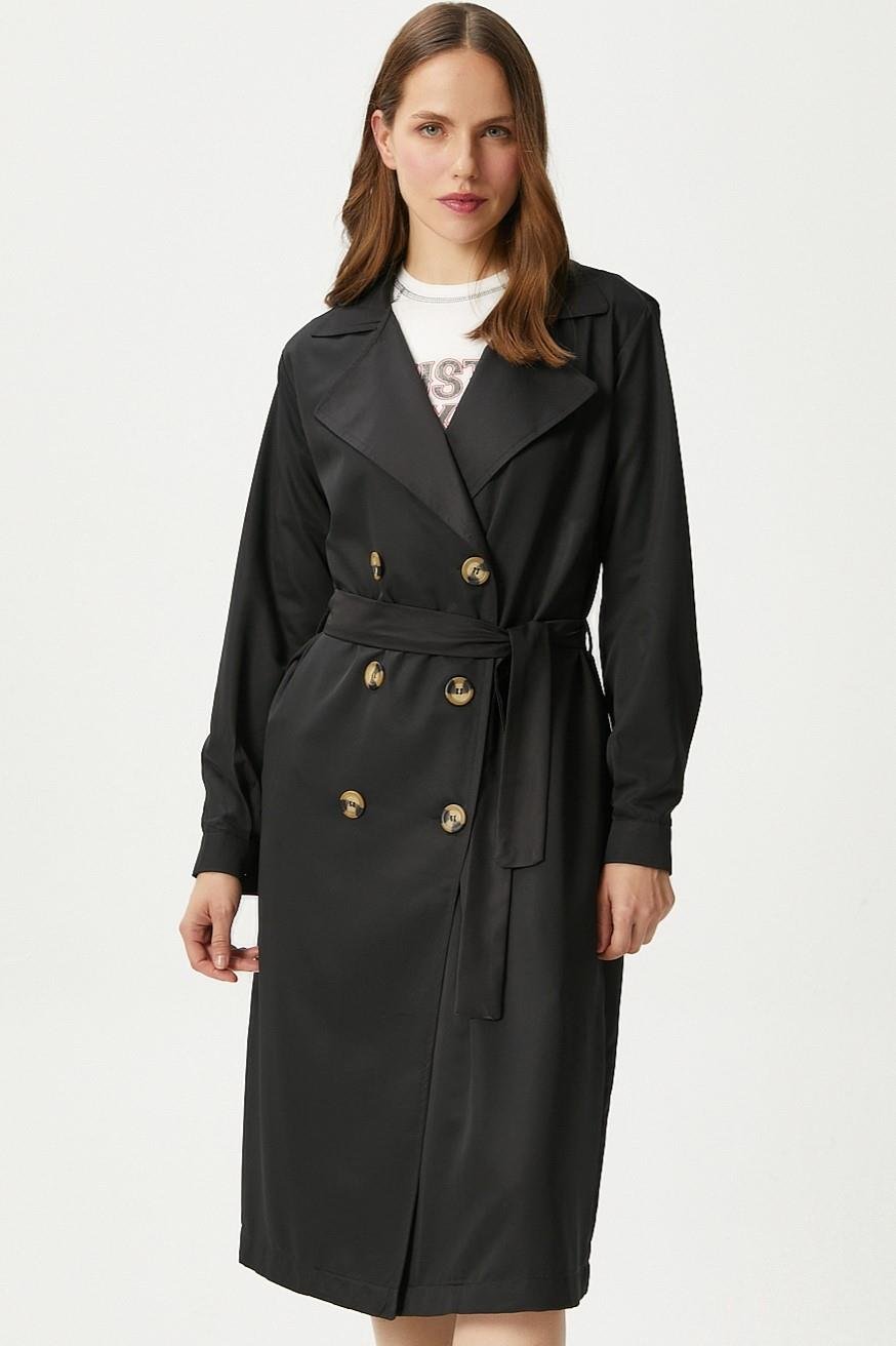 Kadın Light Mevsimlik Siyah Trençkot