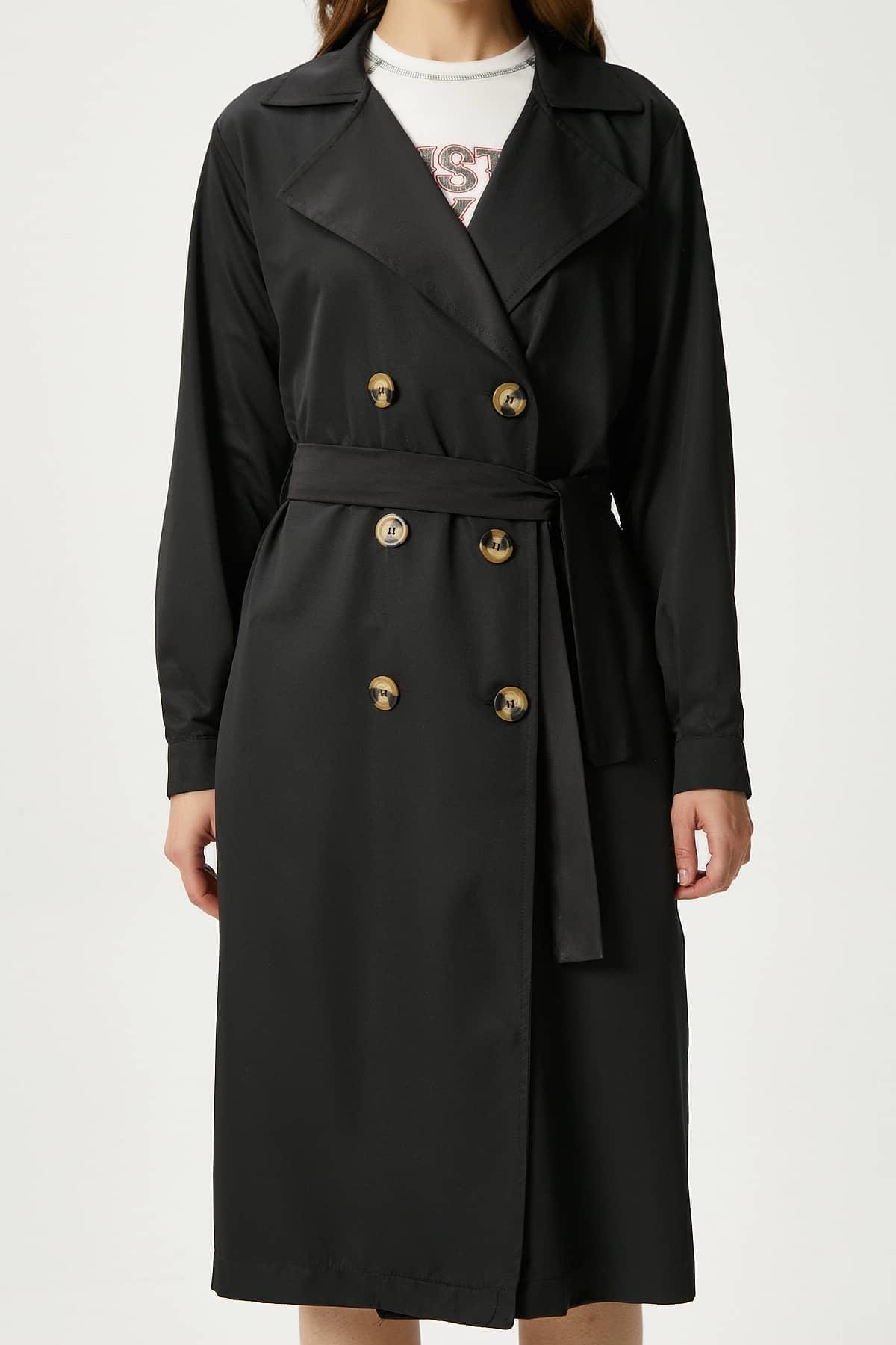 Kadın Light Mevsimlik Siyah Trençkot