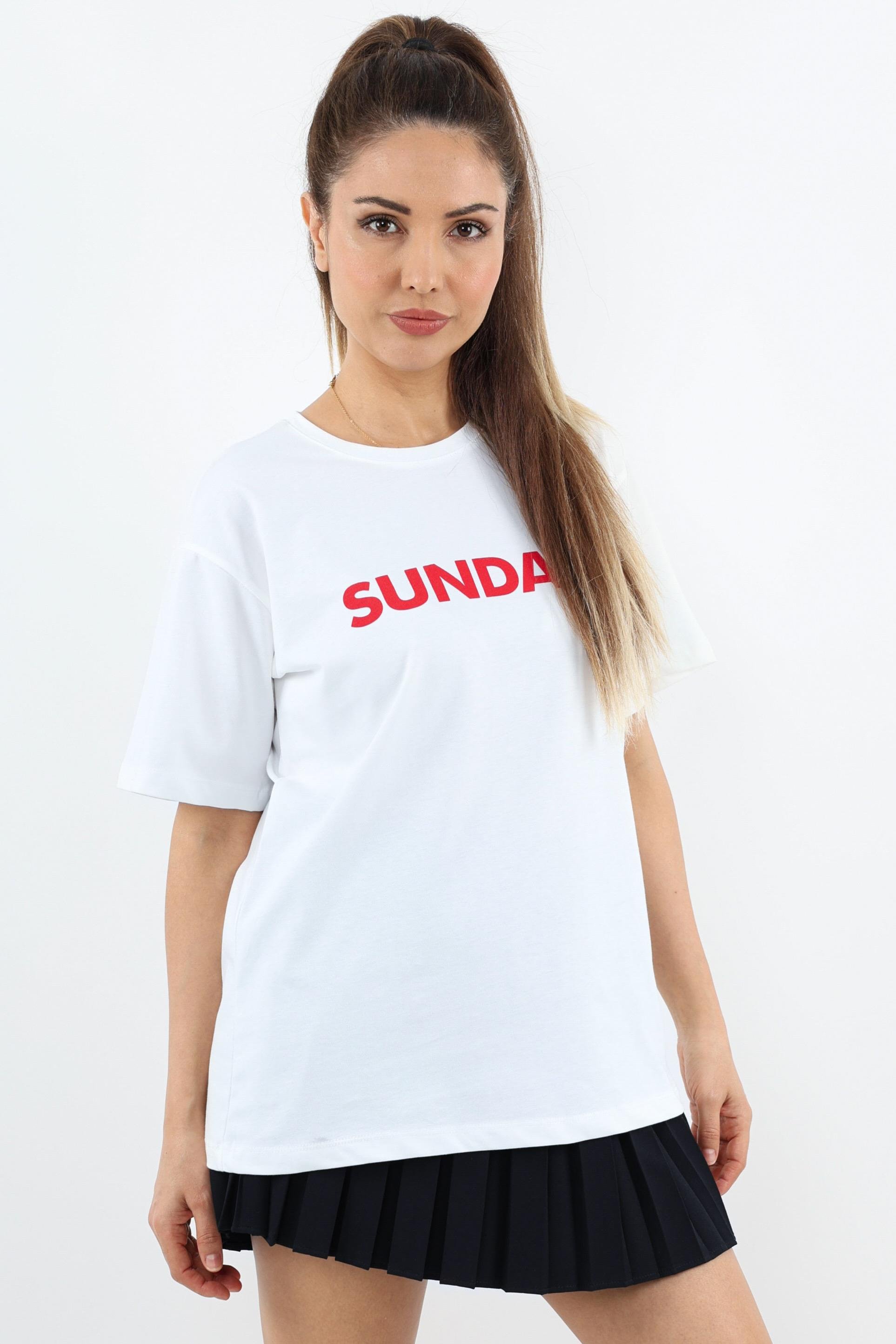 Kadın Motto Yazılı Oversize %100 Pamuk Uzun T-Shirt